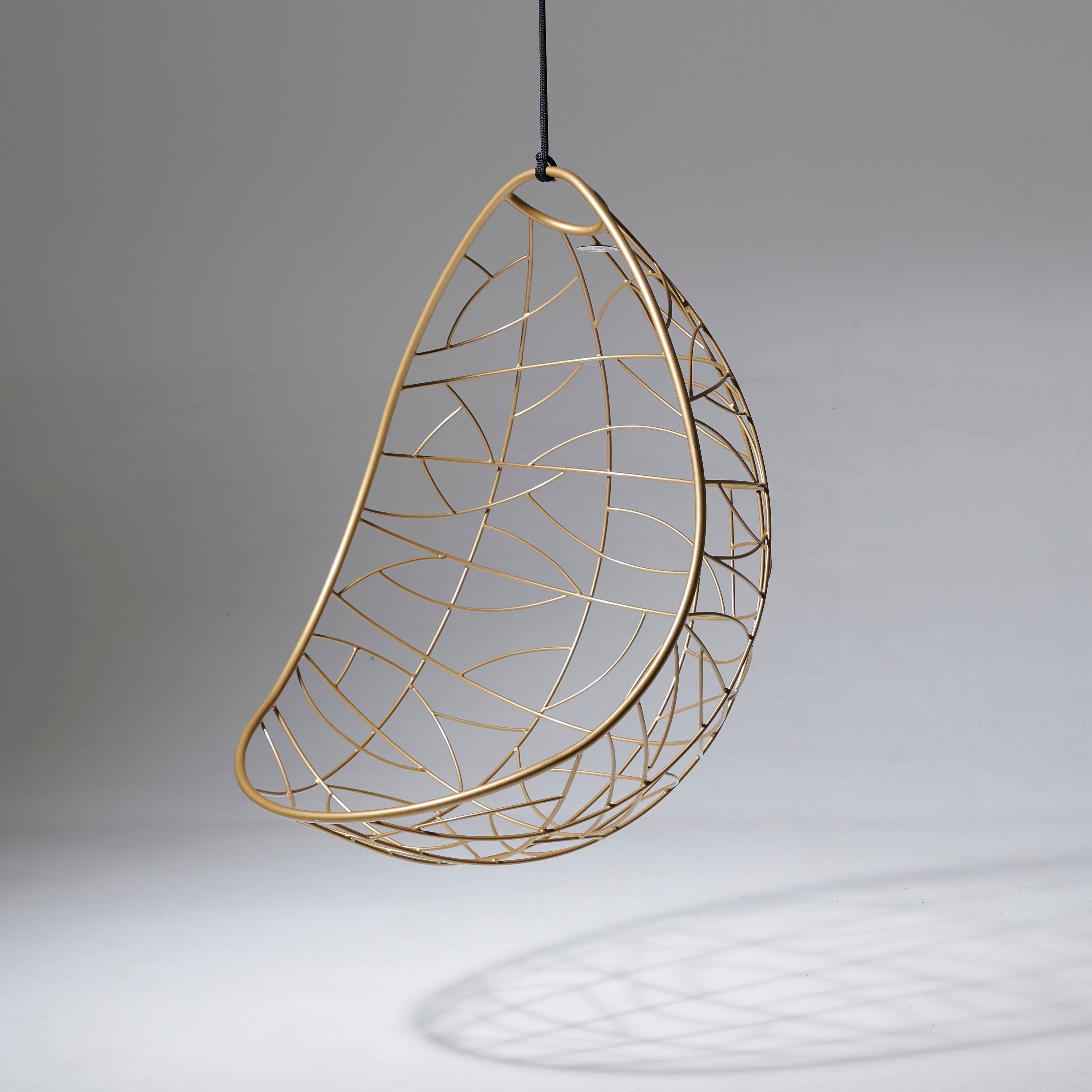 The Nest Egg hanging chair swing seat is inspired from the organic forms in birds' nests and has a natural egg shape. The chair has been designed to be extremely comfortable and has a cozy cocoon-like feel. It will embrace your body with its