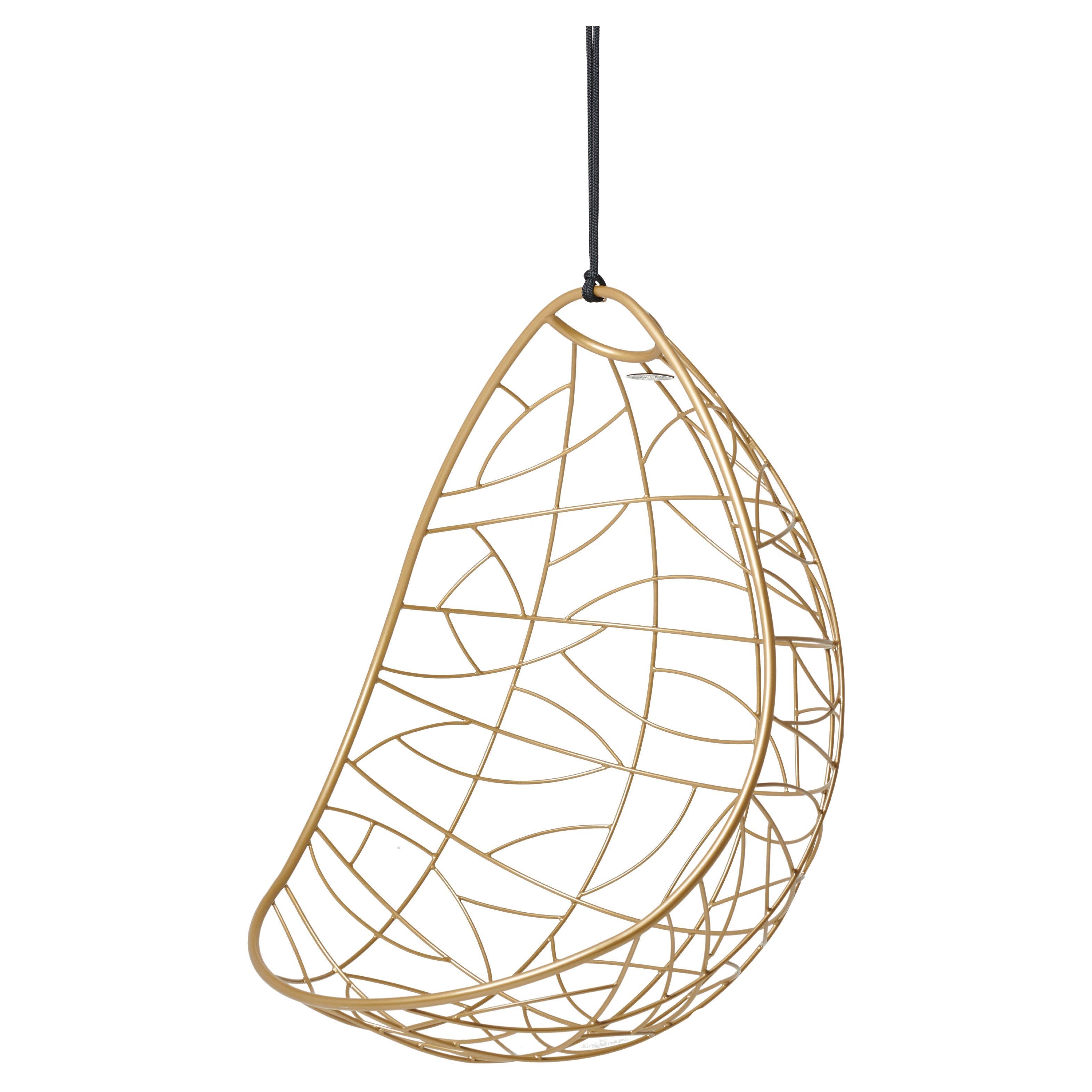 Golden, Minimal Hanging Chair For Sale