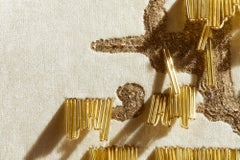 Tapiz Contemporáneo Panel de Pared Bordado Espejo Dorado