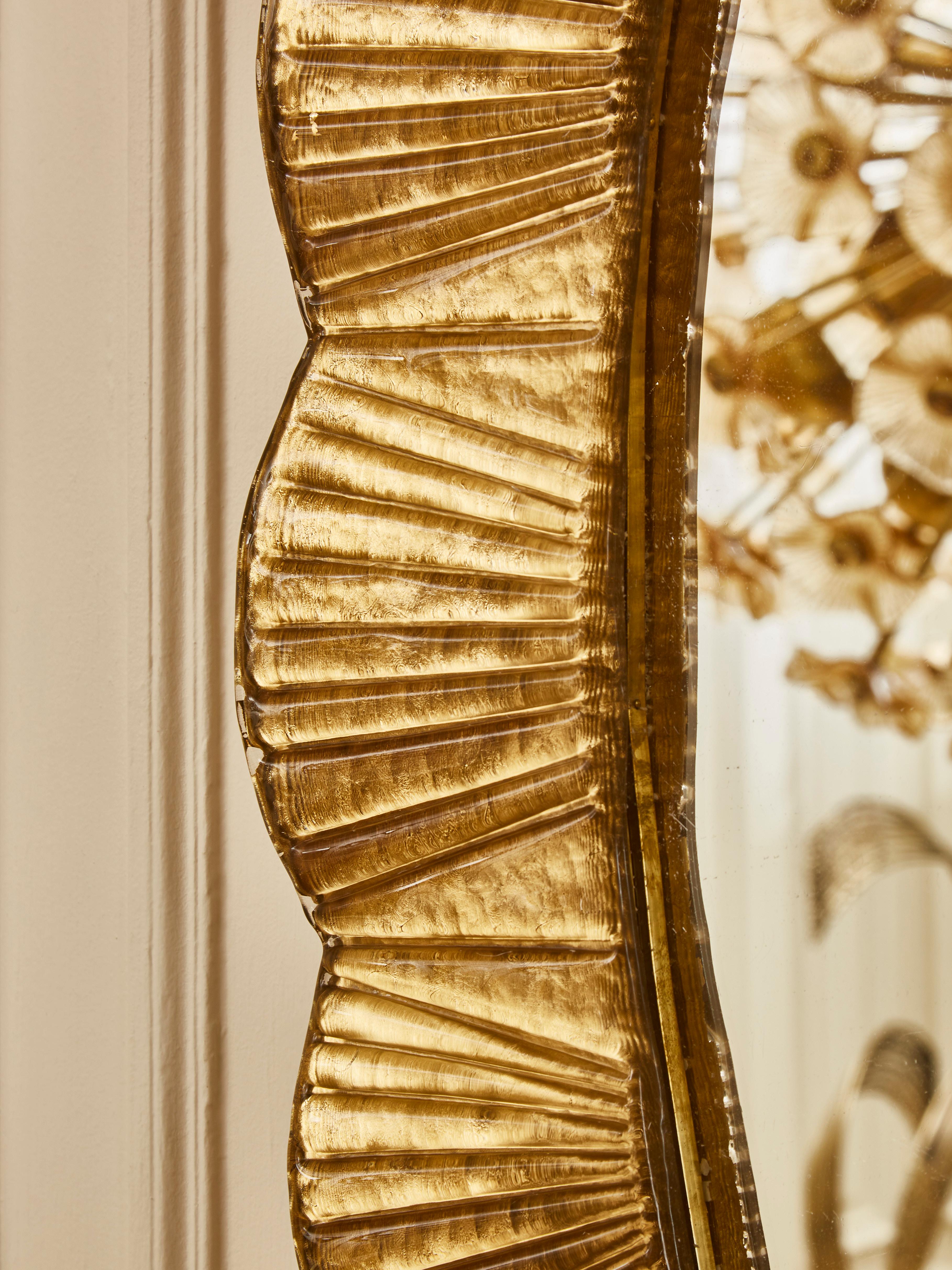 Mid-Century Modern Golden Mirror by Studio Glustin For Sale