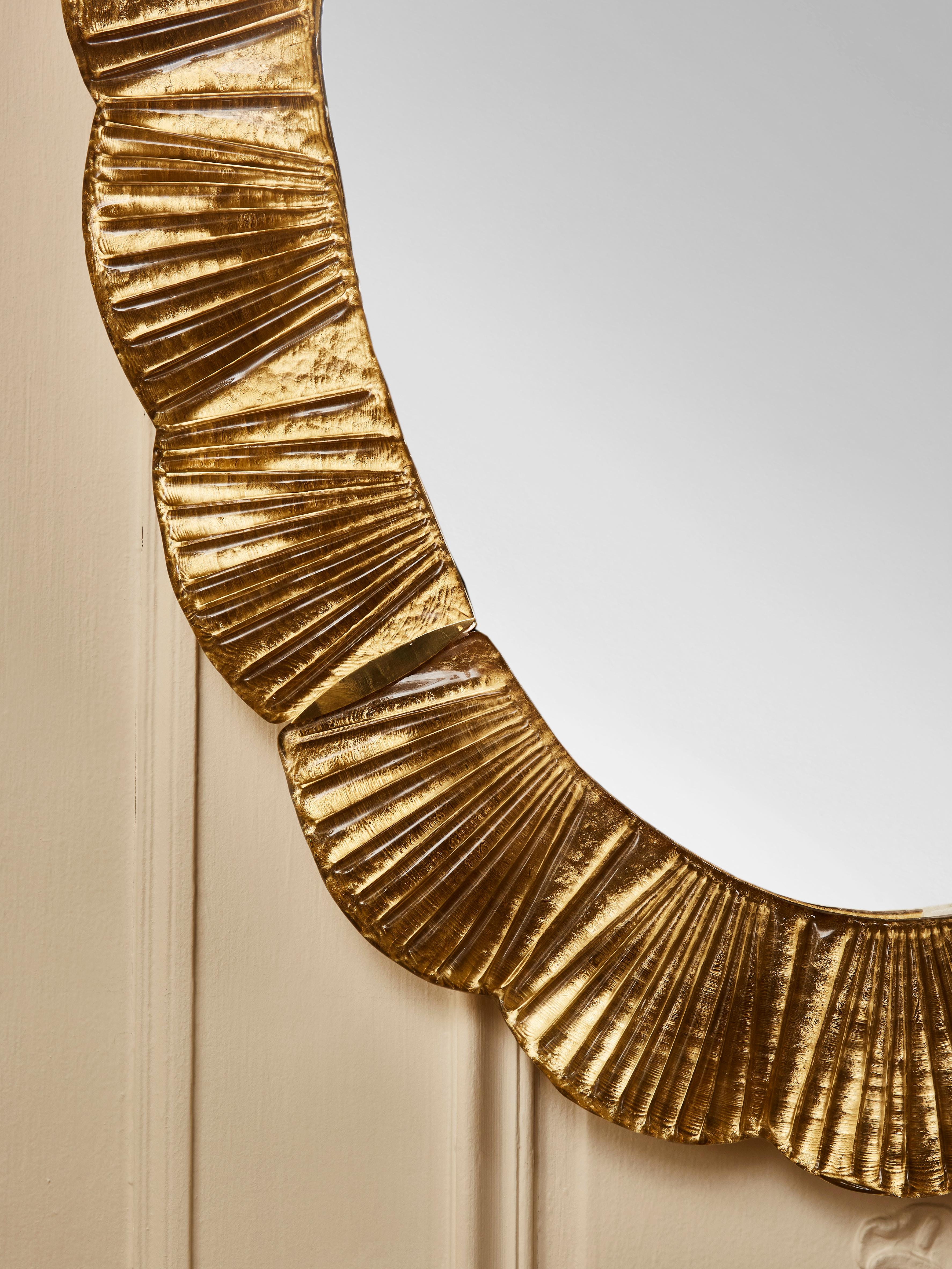 Italian Golden Mirror by Studio Glustin For Sale