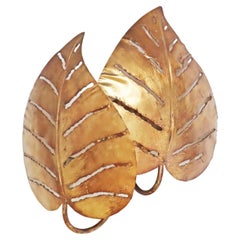 Golden Monstera Wall Lamp with Double Leaf, Maison Jansen, France