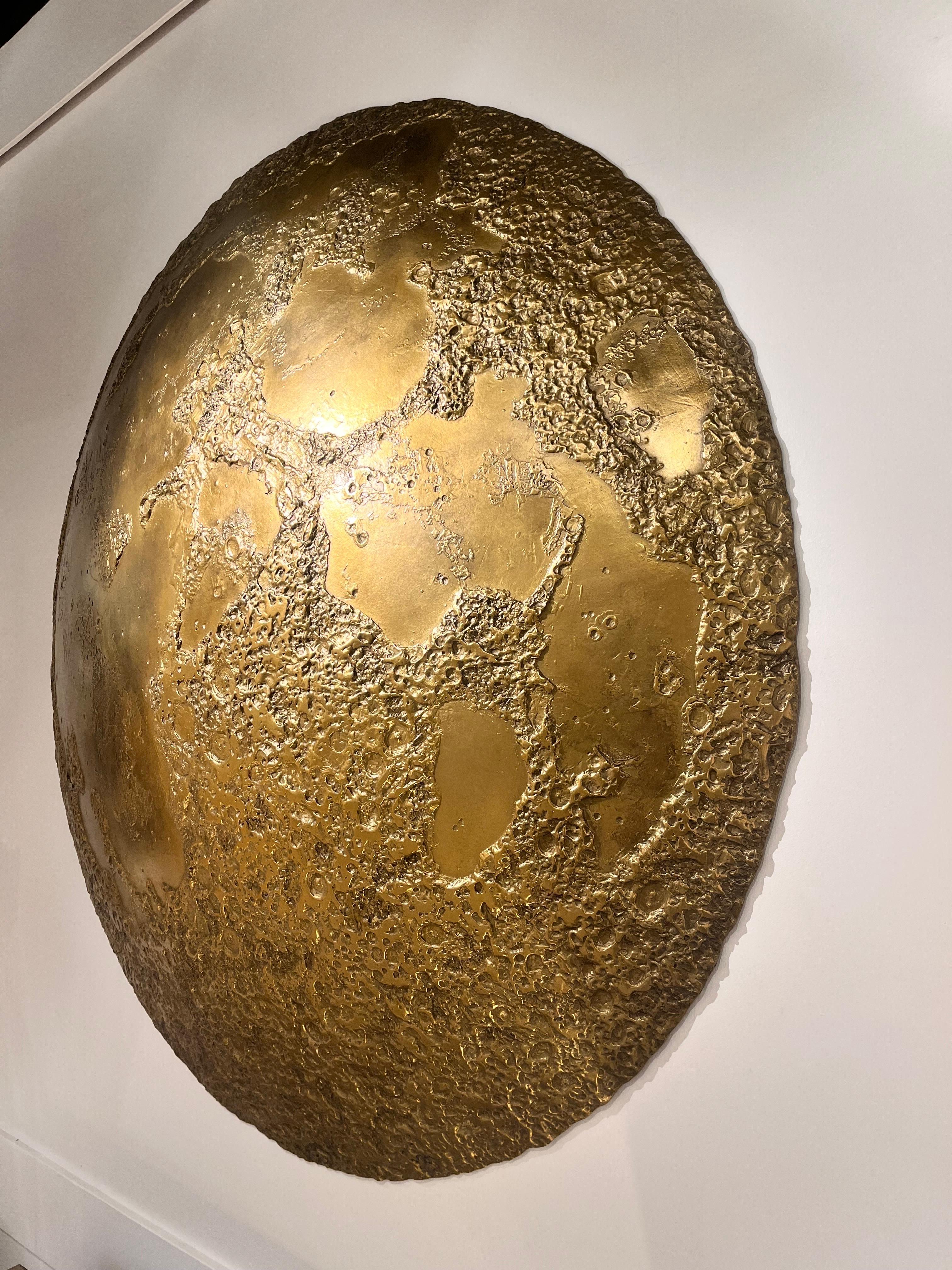 Modern Golden moon wall-mounted sculpture by Michel Pichard  For Sale
