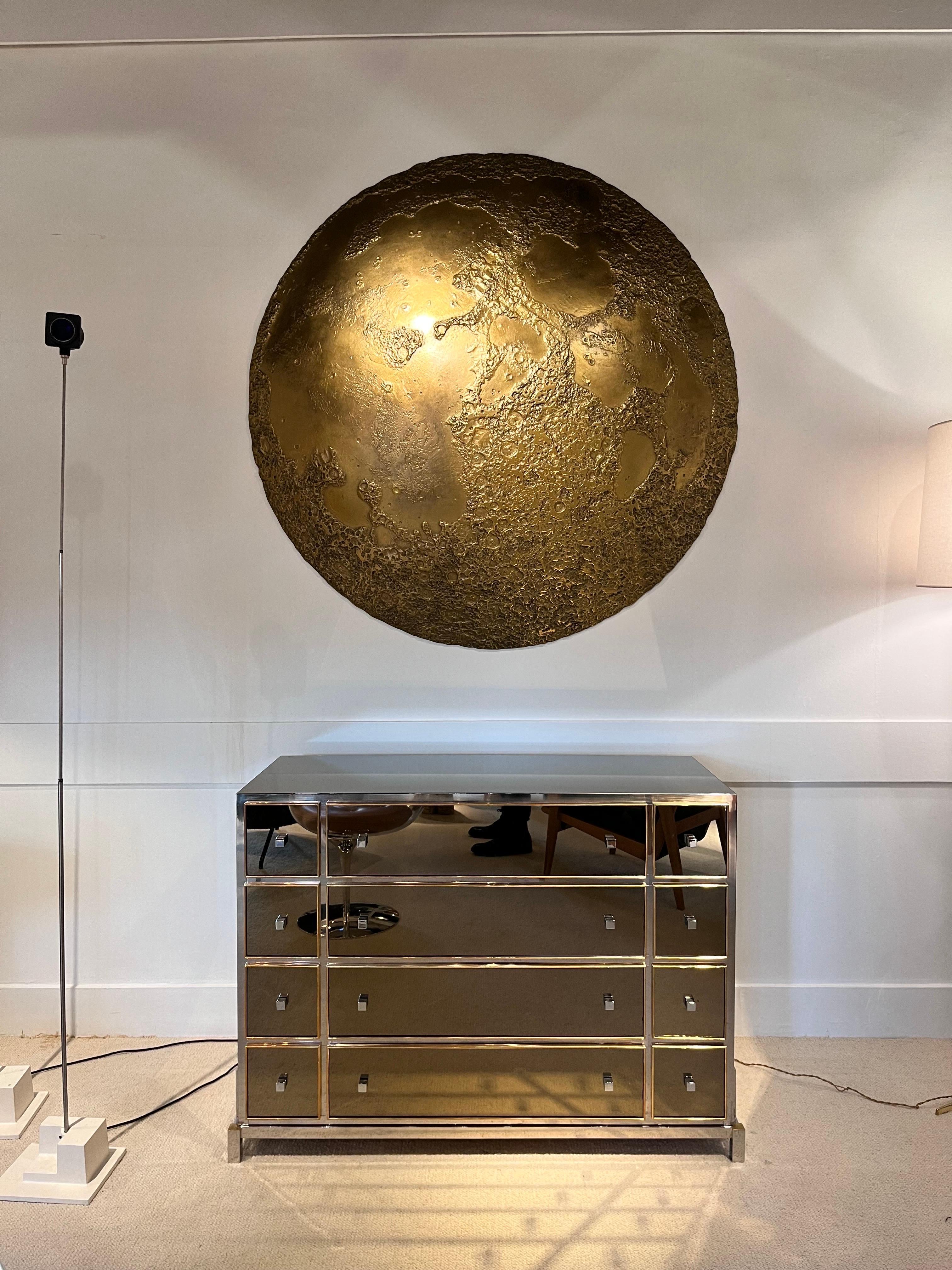 Contemporary Golden moon wall-mounted sculpture by Michel Pichard  For Sale