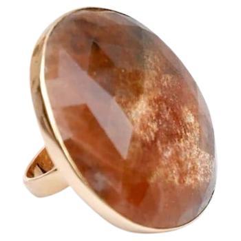 Golden Moonstone Dome Cocktail Ring For Sale