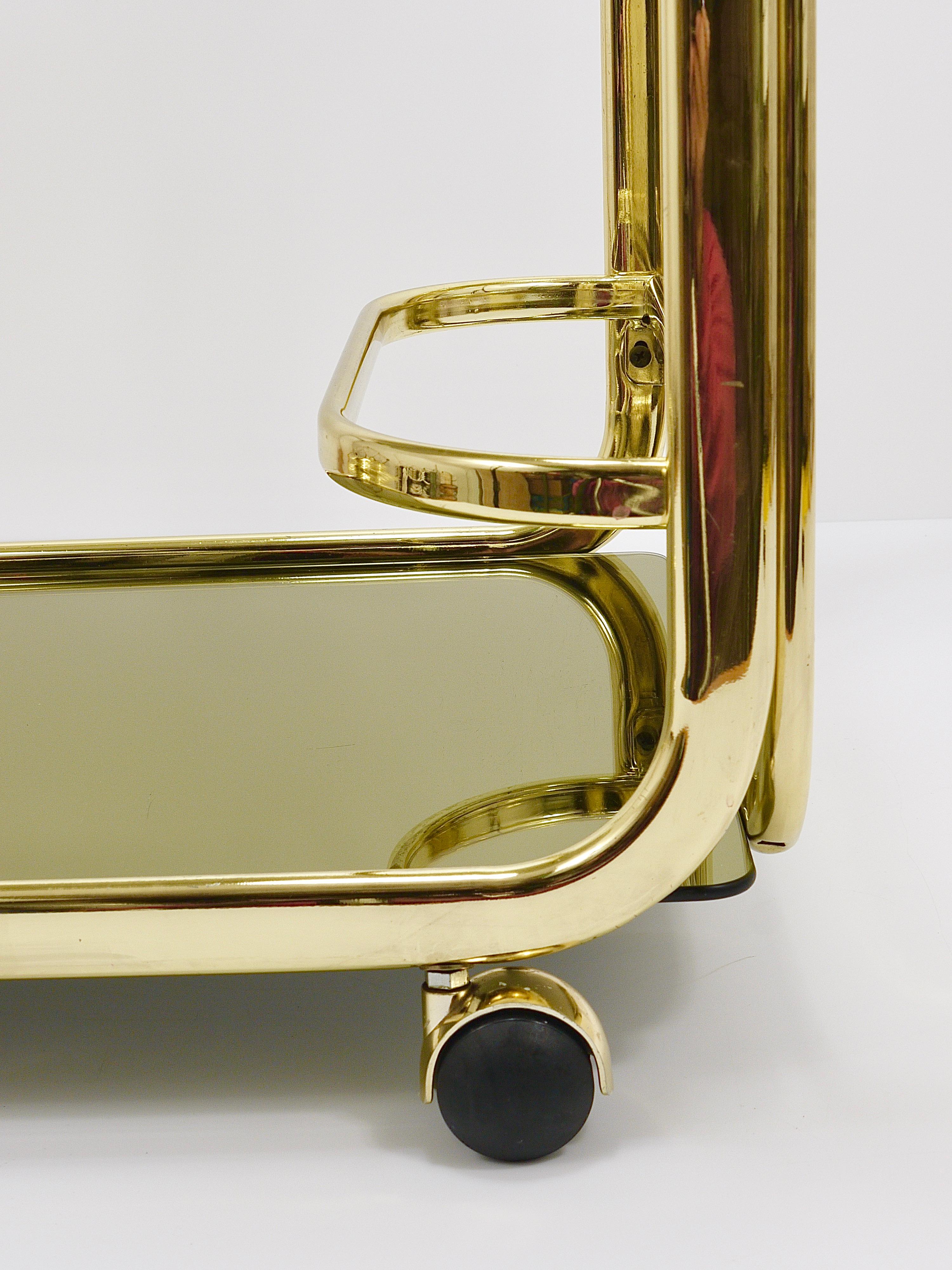Golden Morex Italy Hollywood Regency Mirror Bar Cart Drinks Trolley, 1970s For Sale 4