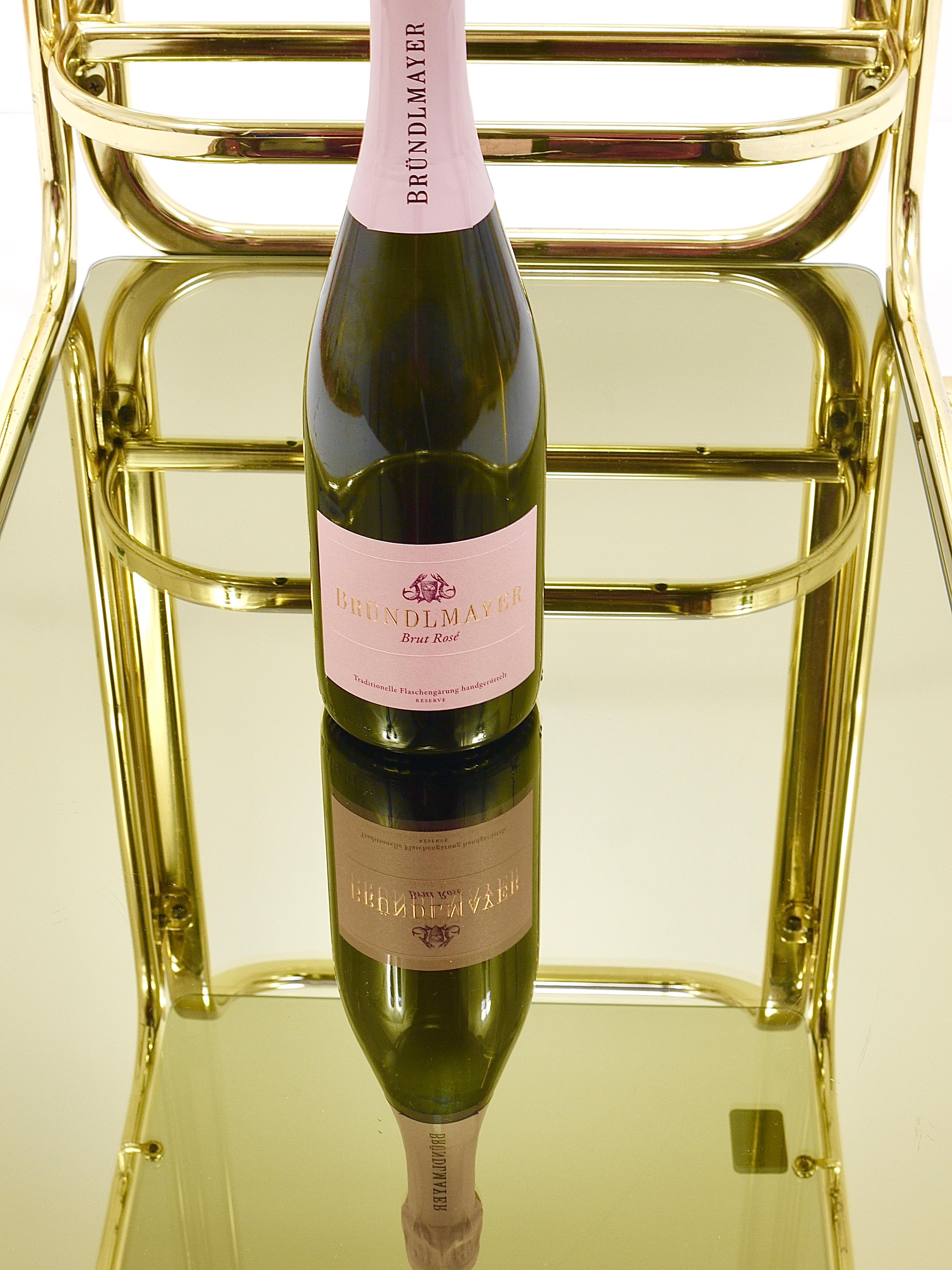 Golden Morex Italy Hollywood Regency Mirror Bar Cart Drinks Trolley, 1970s For Sale 6