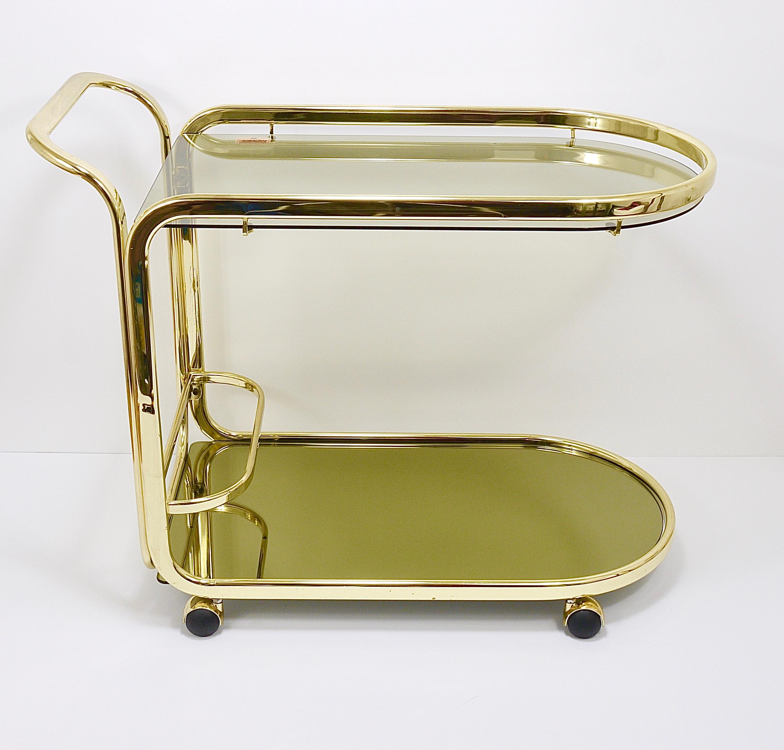 Golden Morex Italy Hollywood Regency Mirror Bar Cart Drinks Trolley, 1970s For Sale 7