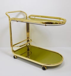 Golden Morex Italy Hollywood Regency Mirror Bar Cart Drinks Trolley, 1970s