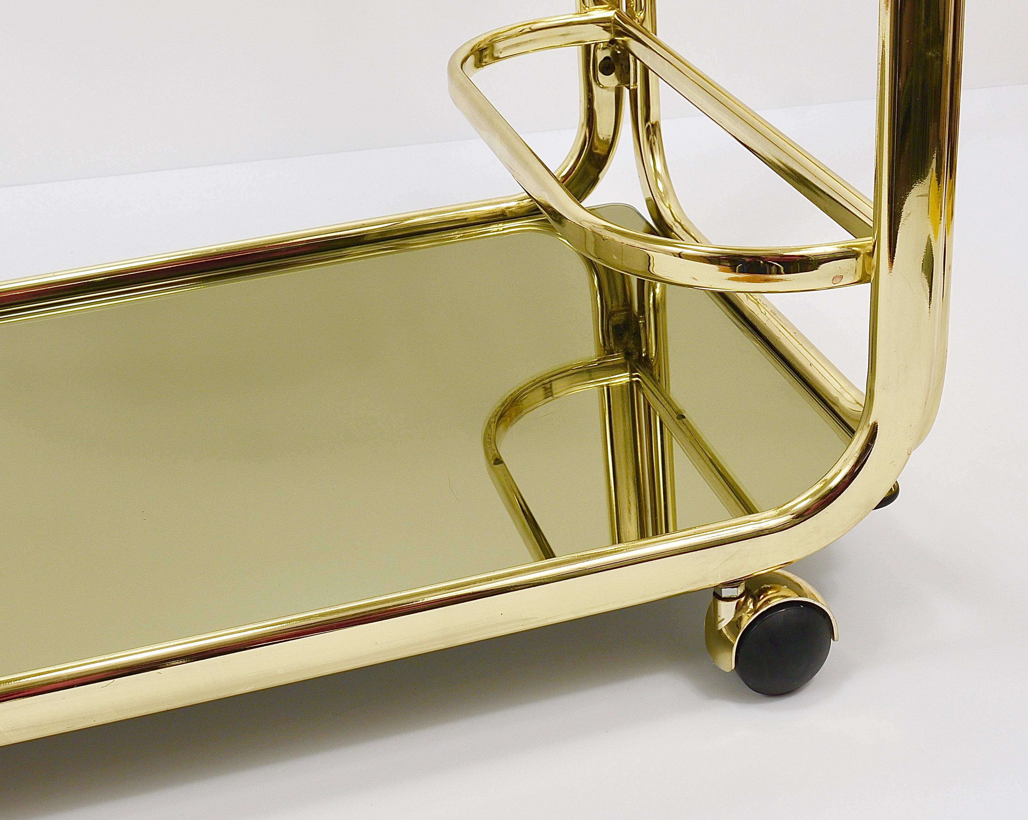 Golden Morex Italy Hollywood Regency Mirror Bar Cart Drinks Trolley, 1970s For Sale 13