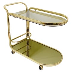 Retro Golden Morex Italy Hollywood Regency Mirror Bar Cart Drinks Trolley, 1970s