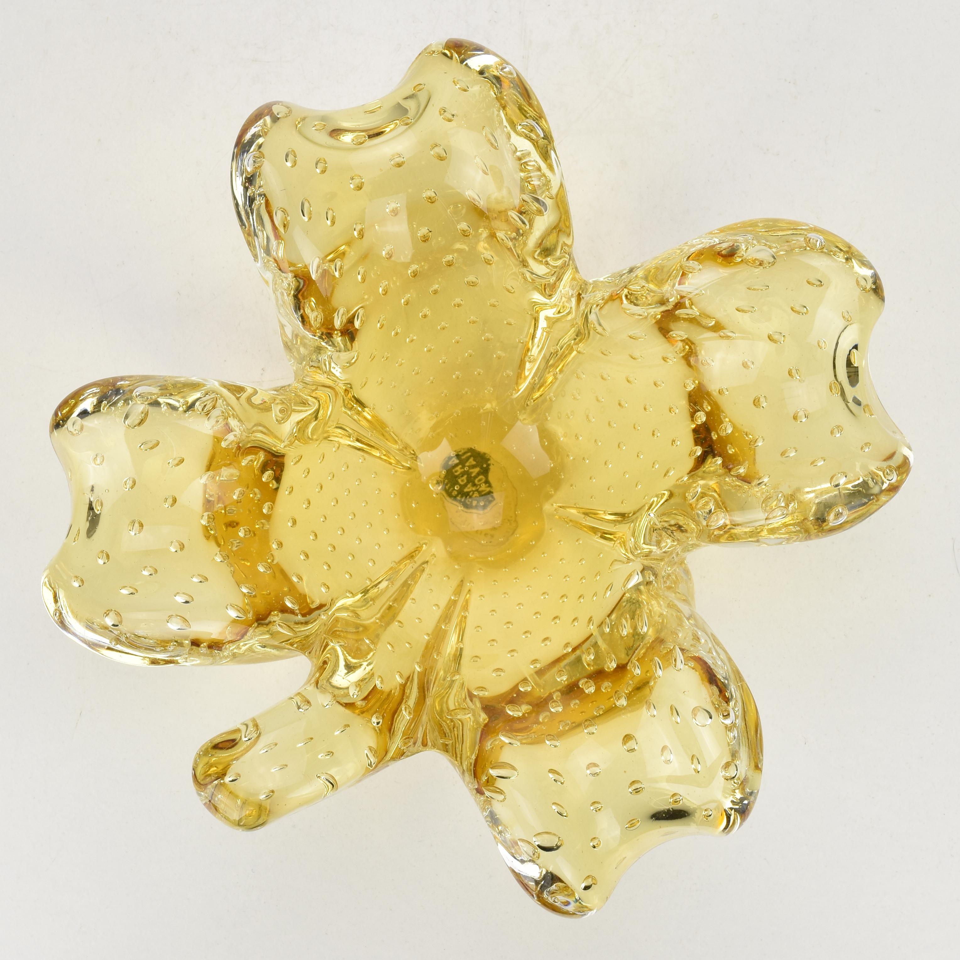 Ciotola a trifoglio Bullicante di Murano dorata di Scarpa & Schiavon, anni '50 In condizioni buone in vendita a Bad Säckingen, DE