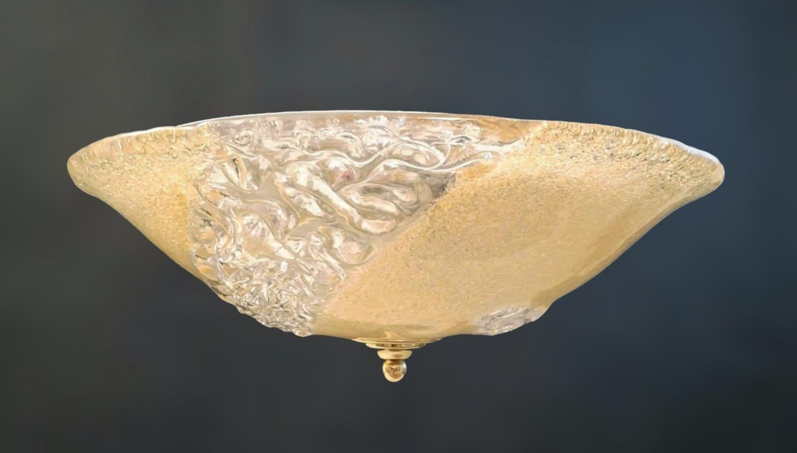 20th Century Golden Murano Flush Mount, 2 Available For Sale