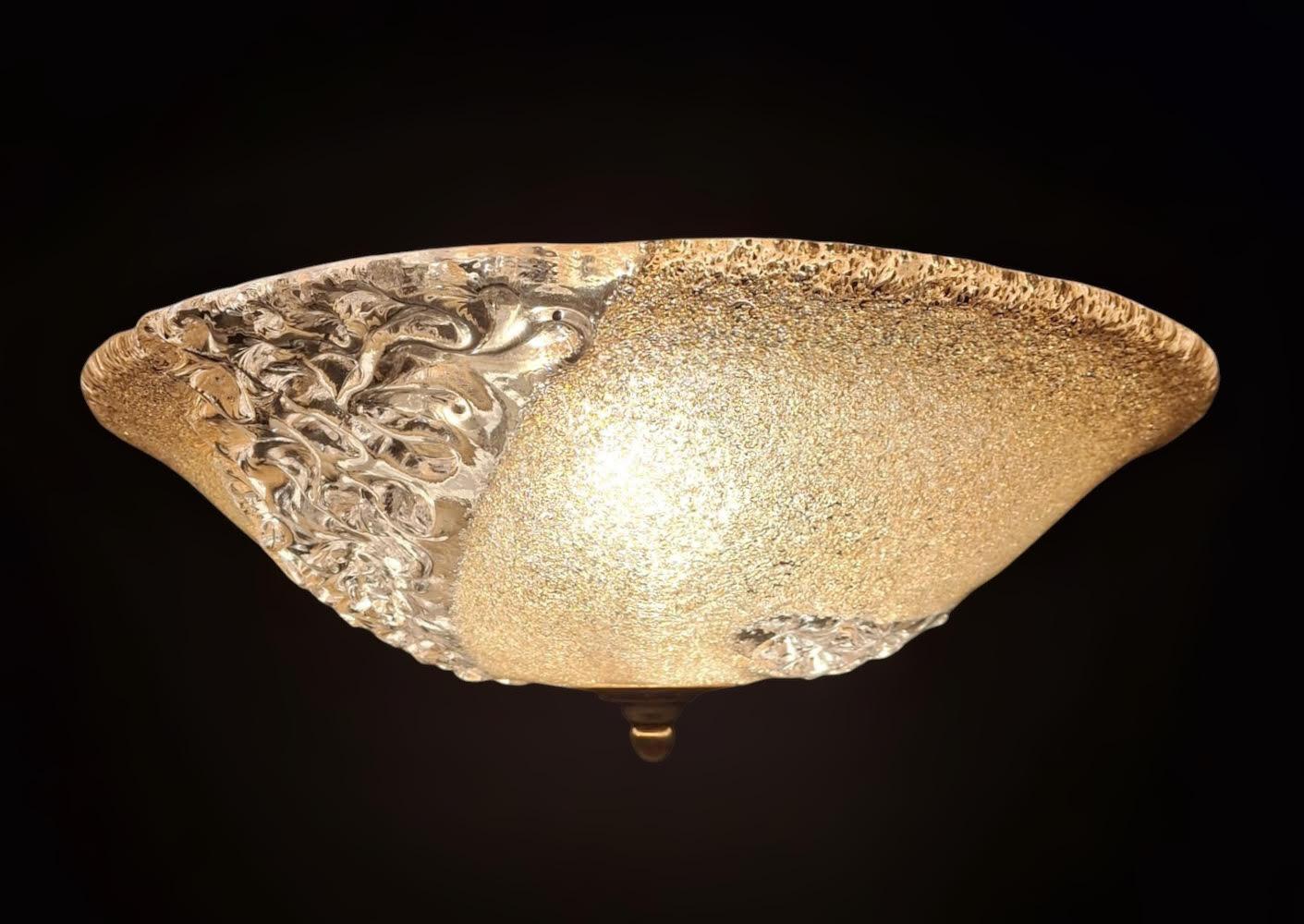 Murano Glass Golden Murano Flush Mount, 2 Available For Sale