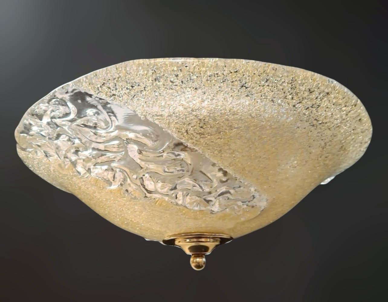 Mid-Century Modern Golden Murano Flush Mount For Sale