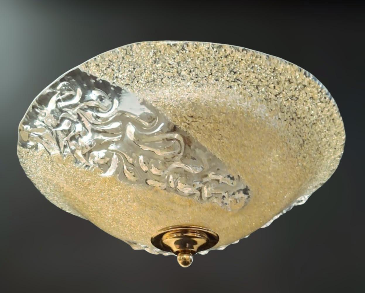 Italian Golden Murano Flush Mount For Sale