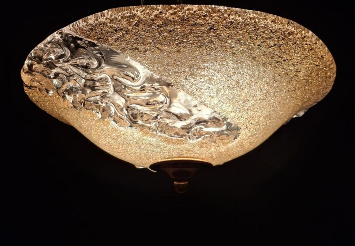 Murano Glass Golden Murano Flush Mount For Sale