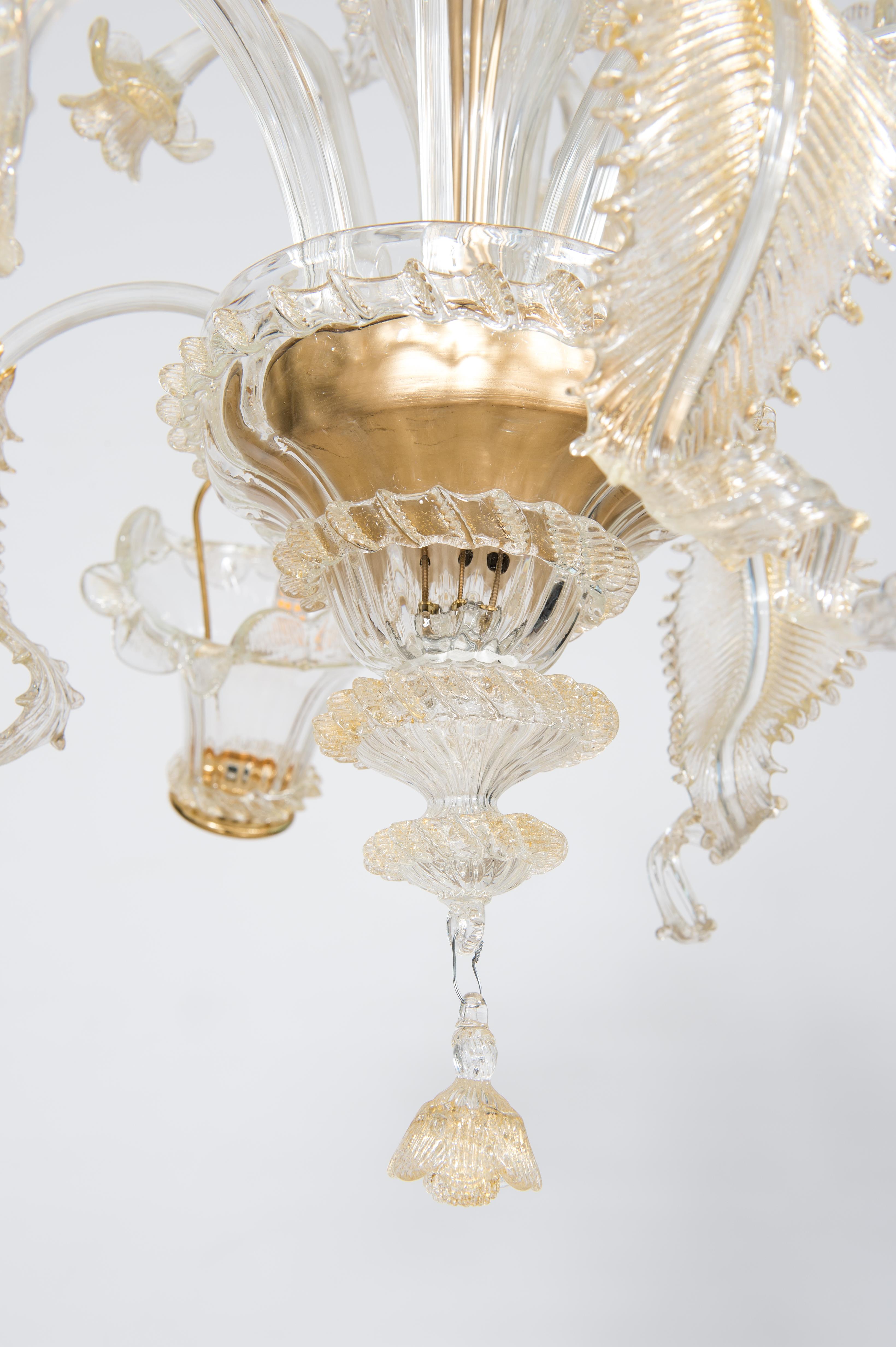 Goldener Murano-Glas-Kronleuchter von Vintage Murano Gallery 21. Jahrhundert, Italien (Italienisch) im Angebot