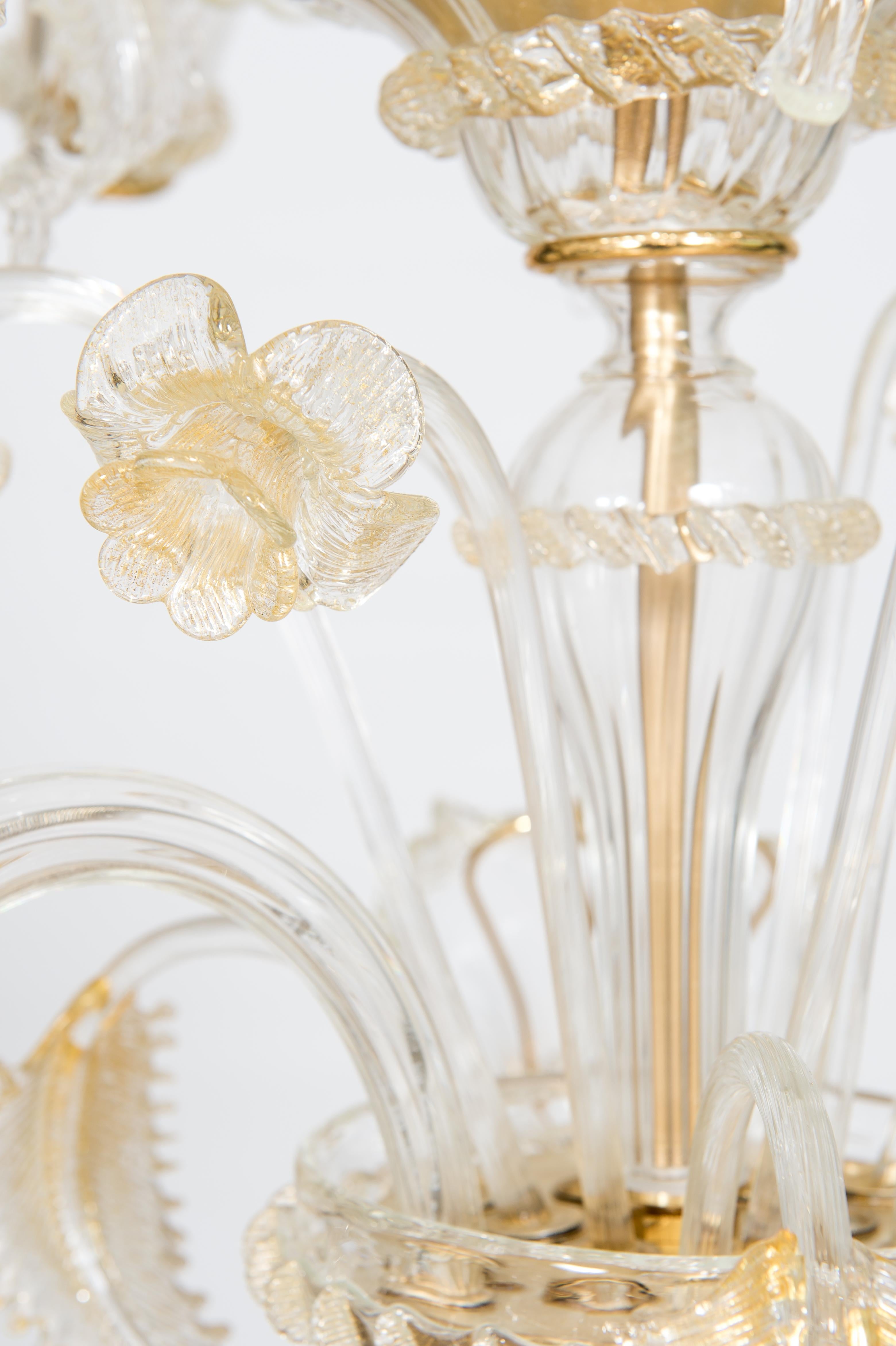 Goldener Murano-Glas-Kronleuchter von Vintage Murano Gallery 21. Jahrhundert, Italien (Handgefertigt) im Angebot