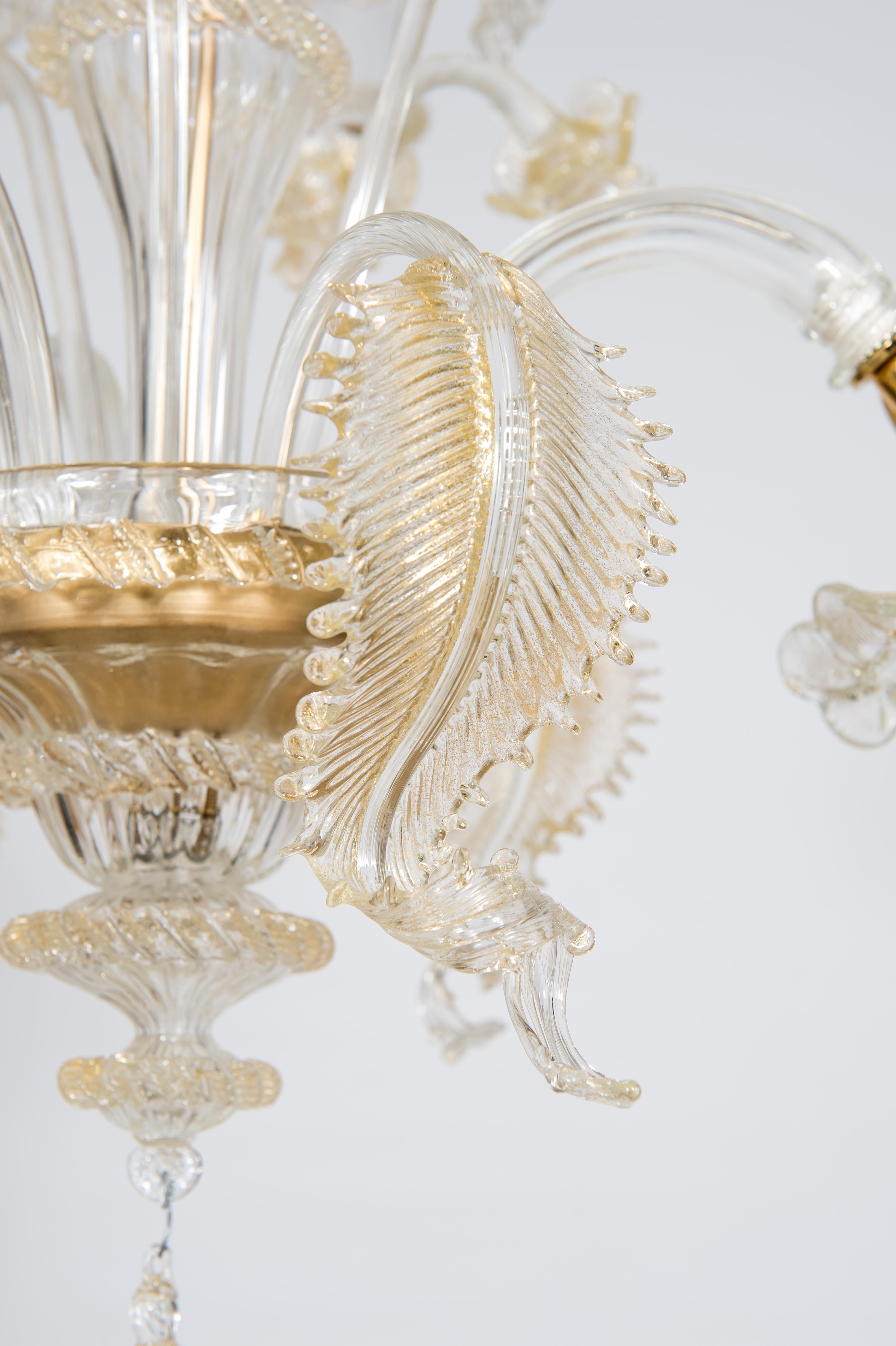 Goldener Murano-Glas-Kronleuchter von Vintage Murano Gallery 21. Jahrhundert, Italien im Angebot 1