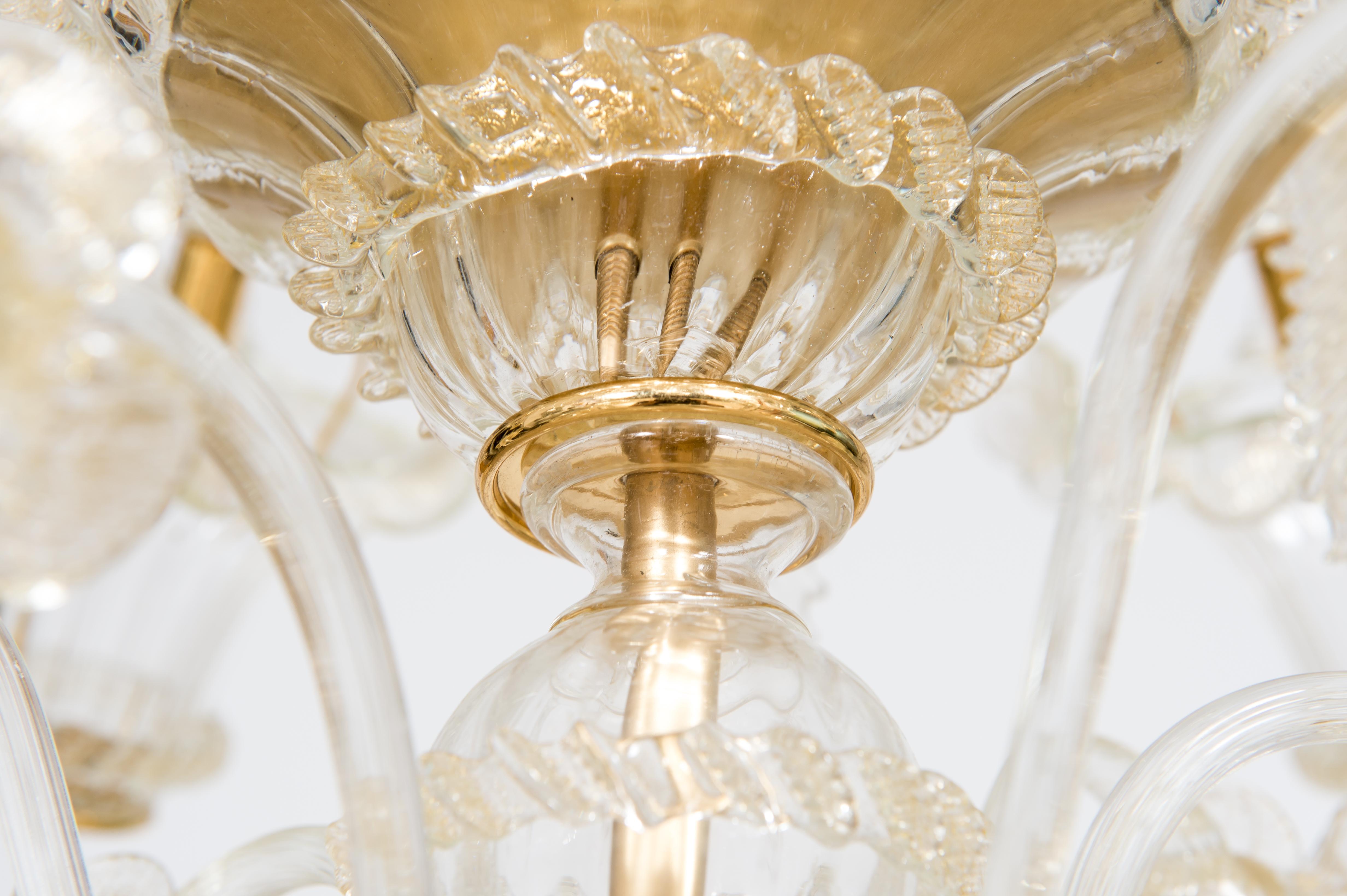 Golden Murano Glass Chandelier with 9 Lights, 21st Century, Italy For Sale 7