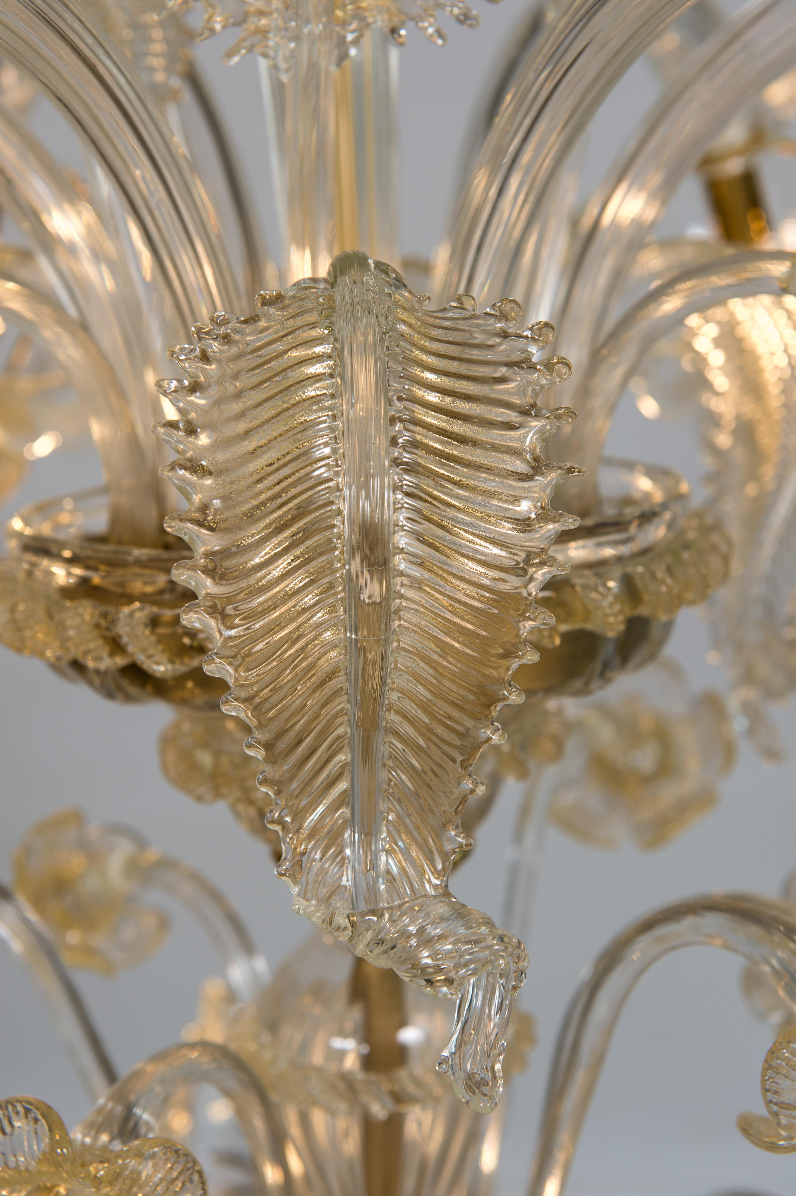 Golden Murano Glass Chandelier with 9 Lights, 21st Century, Italy For Sale 11