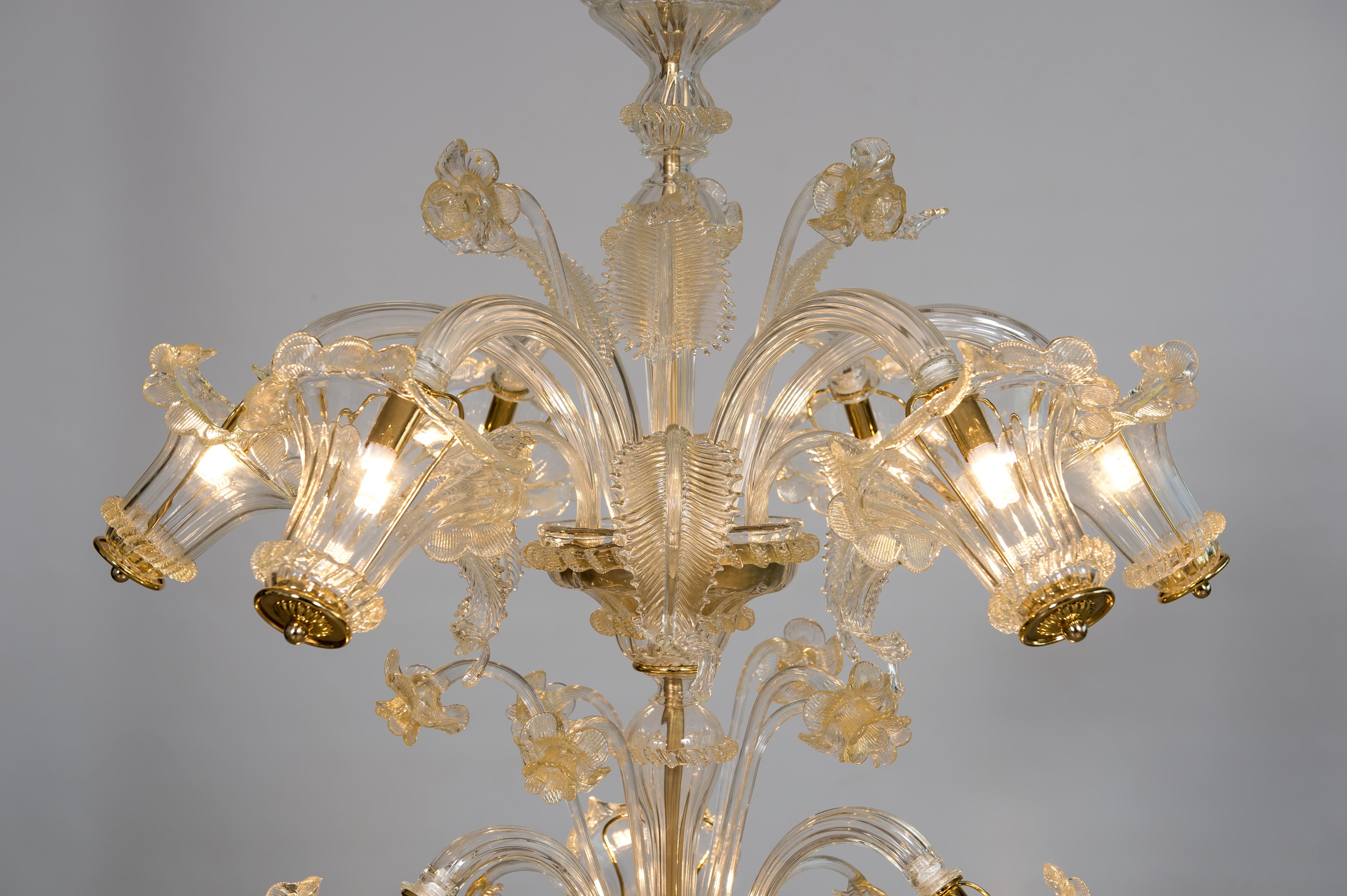 Golden Murano Glass Chandelier with 9 Lights, 21st Century, Italy For Sale 13