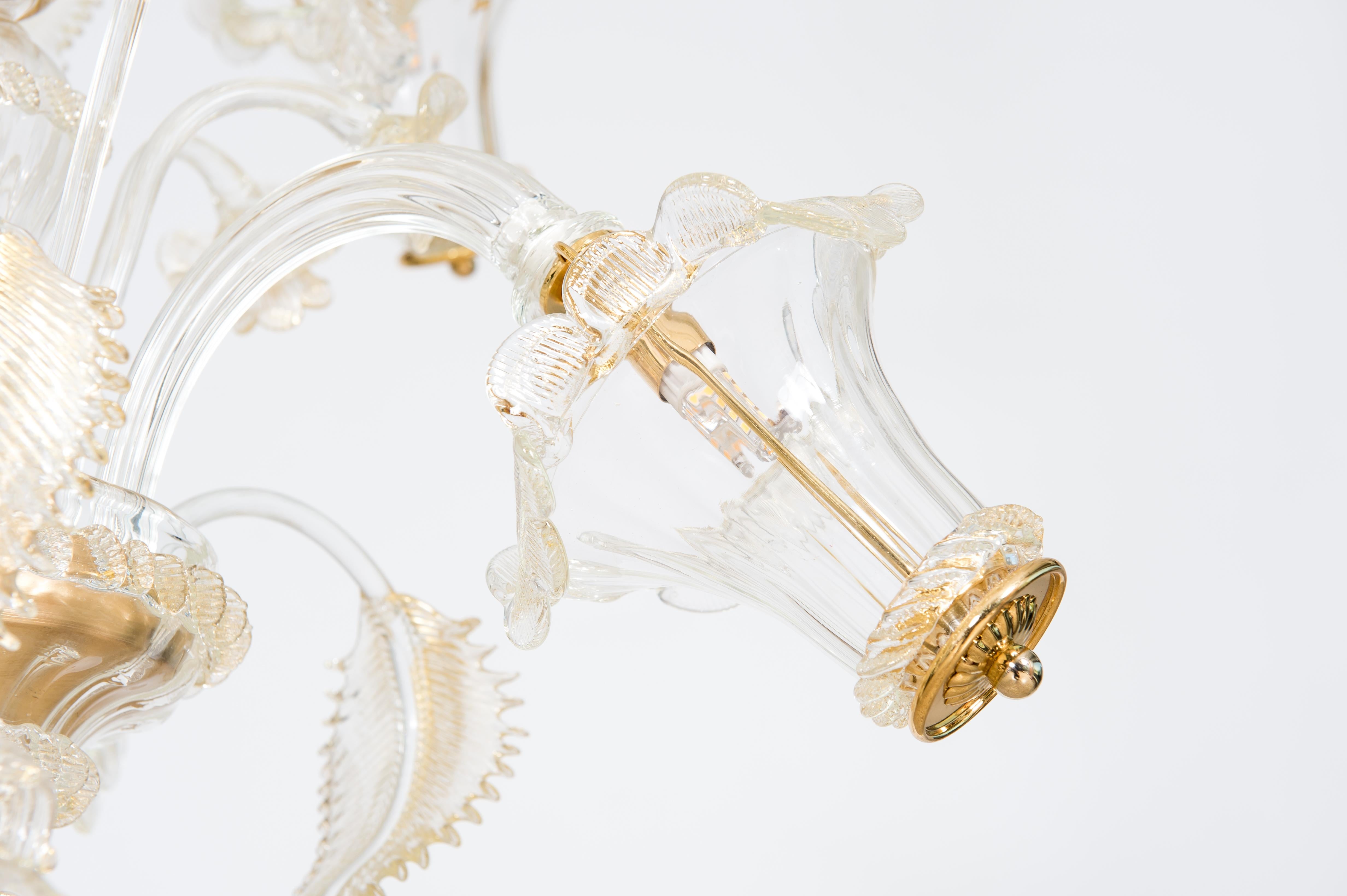 Goldener Murano-Glas-Kronleuchter mit 9 Lights, 21. Jahrhundert, Italien (Handgefertigt) im Angebot