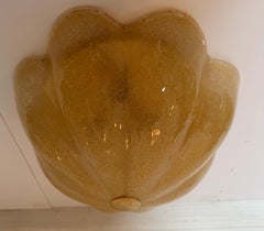 Golden Murano Glass Floral Flush Lamps 1980s