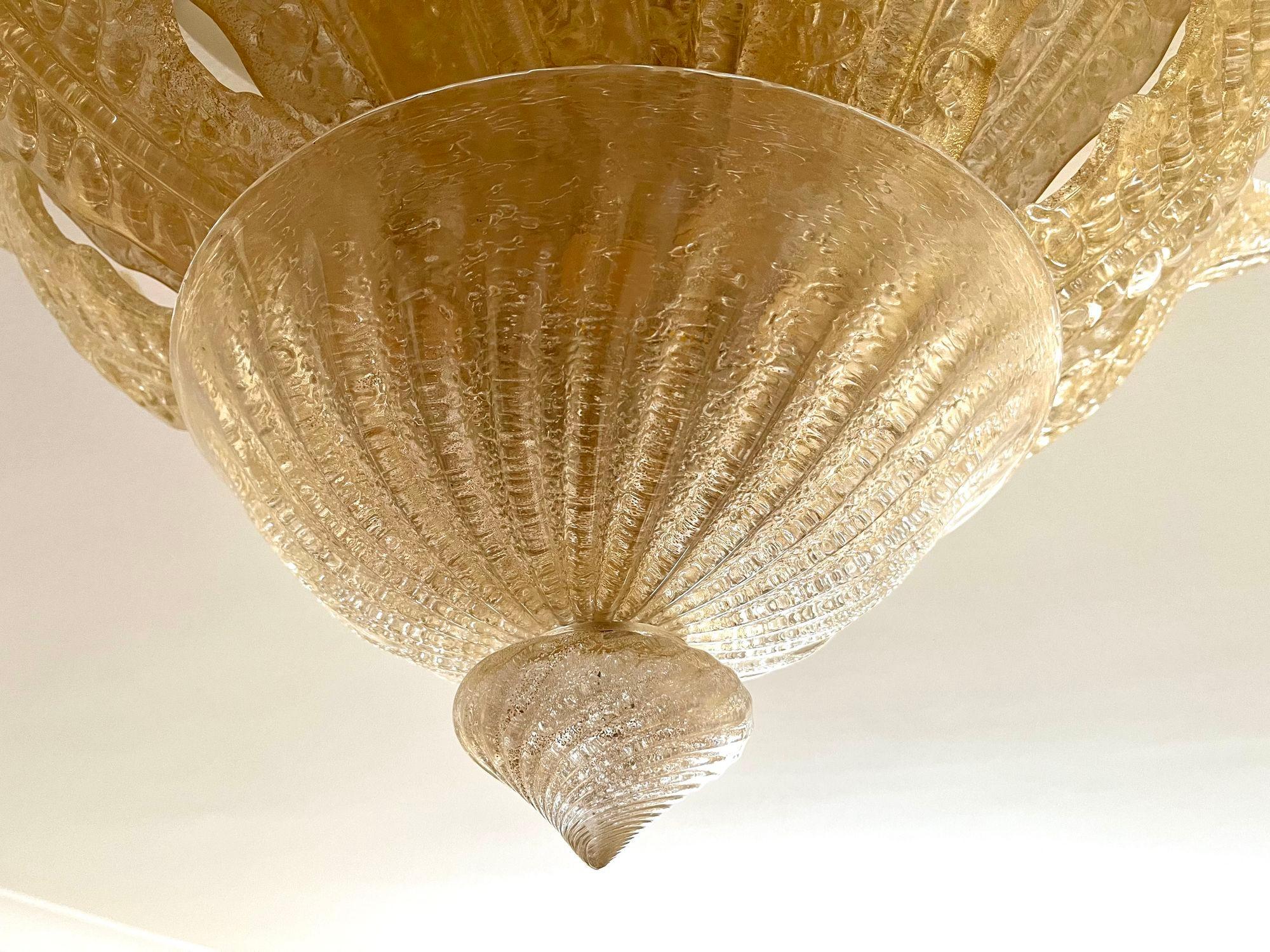 Goldene Murano-Glas-Deckenleuchte von BAROVIER & TOSO, Italien 2002 (21. Jahrhundert und zeitgenössisch) im Angebot