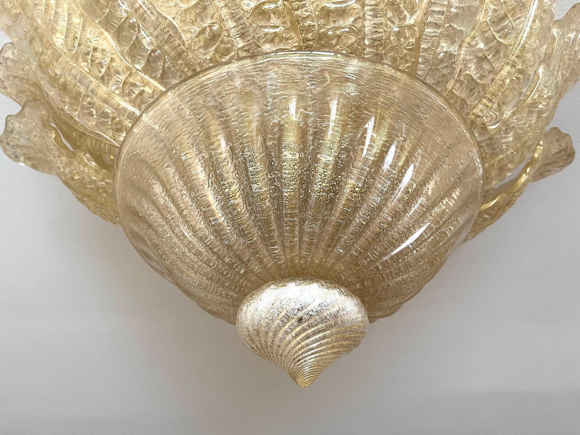 Goldene Murano-Glas-Deckenleuchte von BAROVIER & TOSO, Italien 2002 im Angebot 1