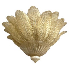 Plafoniera da incasso in vetro di Murano dorato di Barovier&Toso, Italia 2002