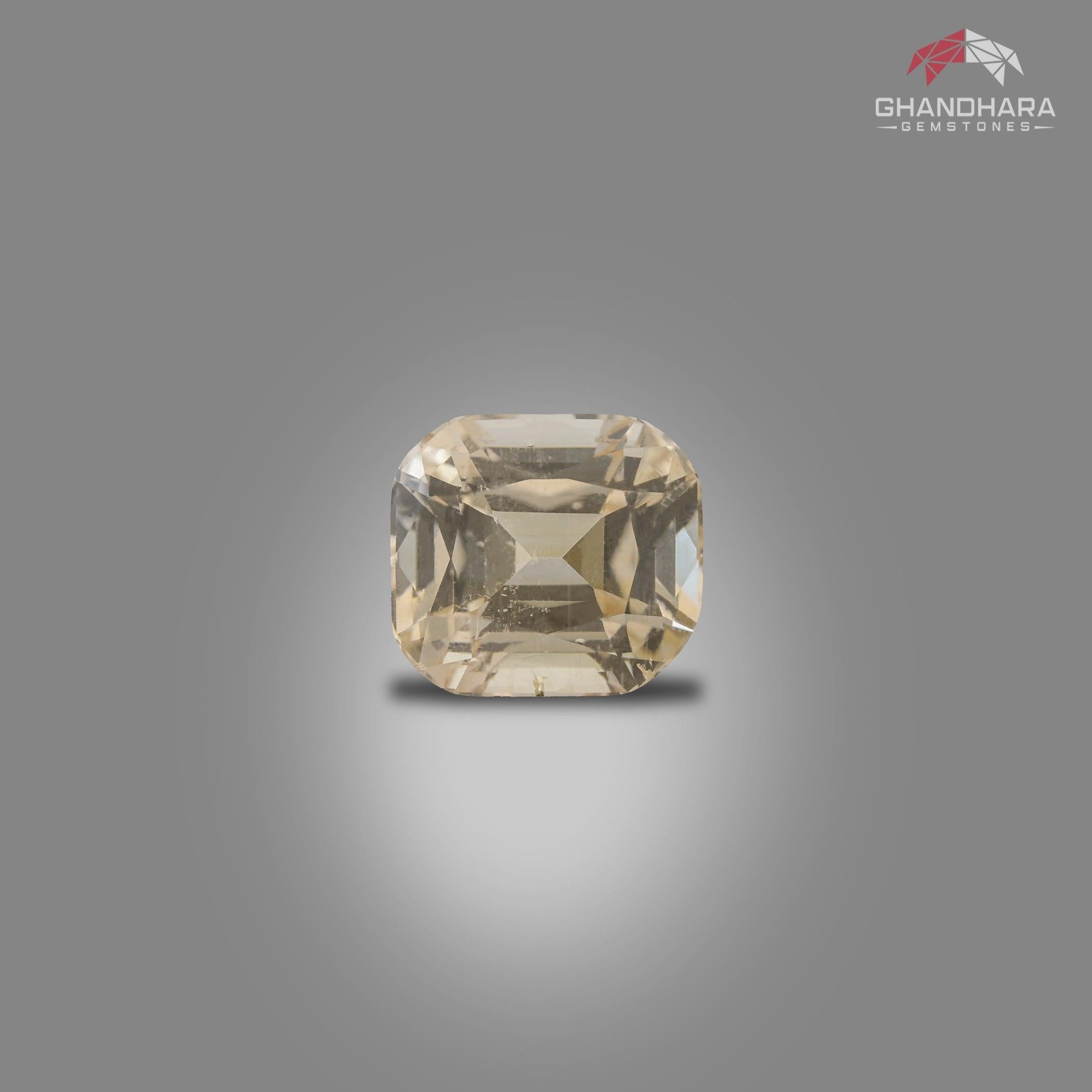 Golden Natural Topaz Gemstone of 16.70 carats from Skardu, Pakistan has a wonderful cut in a Cushion shape, incredible Gold color. Great brilliance. This gem is VVS Clarity. 
Product Information:
GEMSTONE NAME:  Golden Natural Topaz