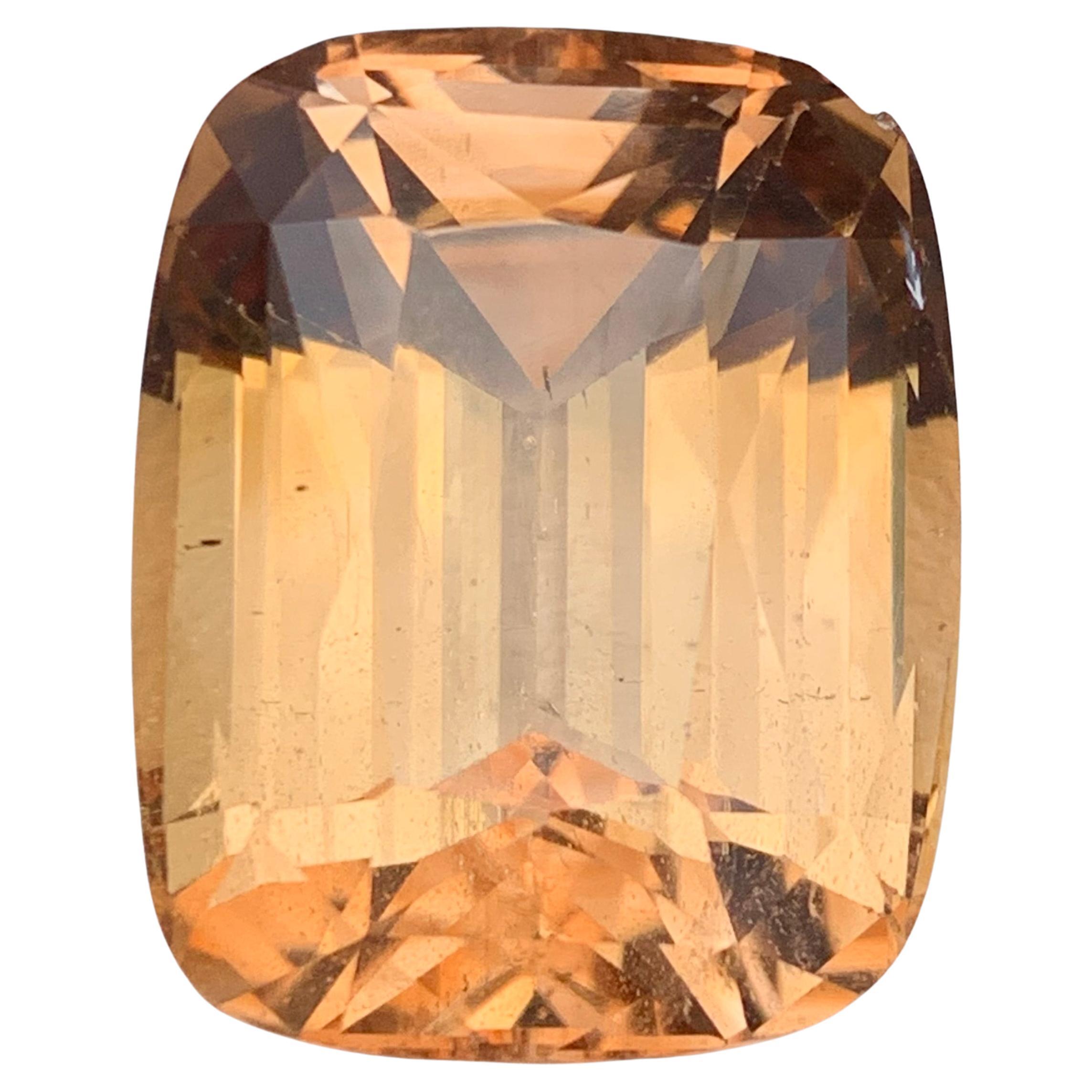 Golden Natural Topaz Necklace Pendant, Bracelet Loose Gemstone 46.80 Ct Cushion