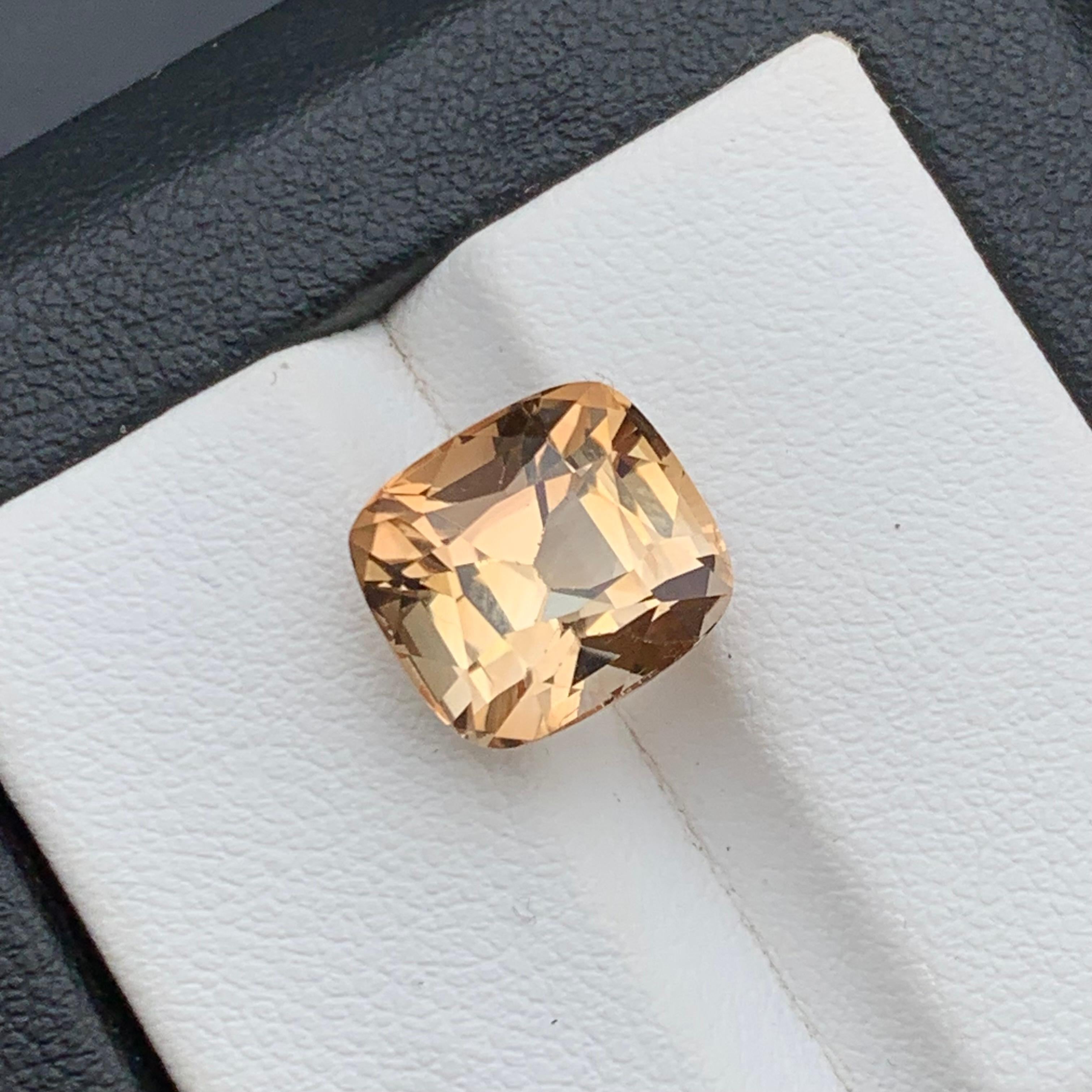 Golden Natural Topaz Ring, Necklace Pendant Loose Gemstone 7.35 Ct Cushion Cut For Sale 8