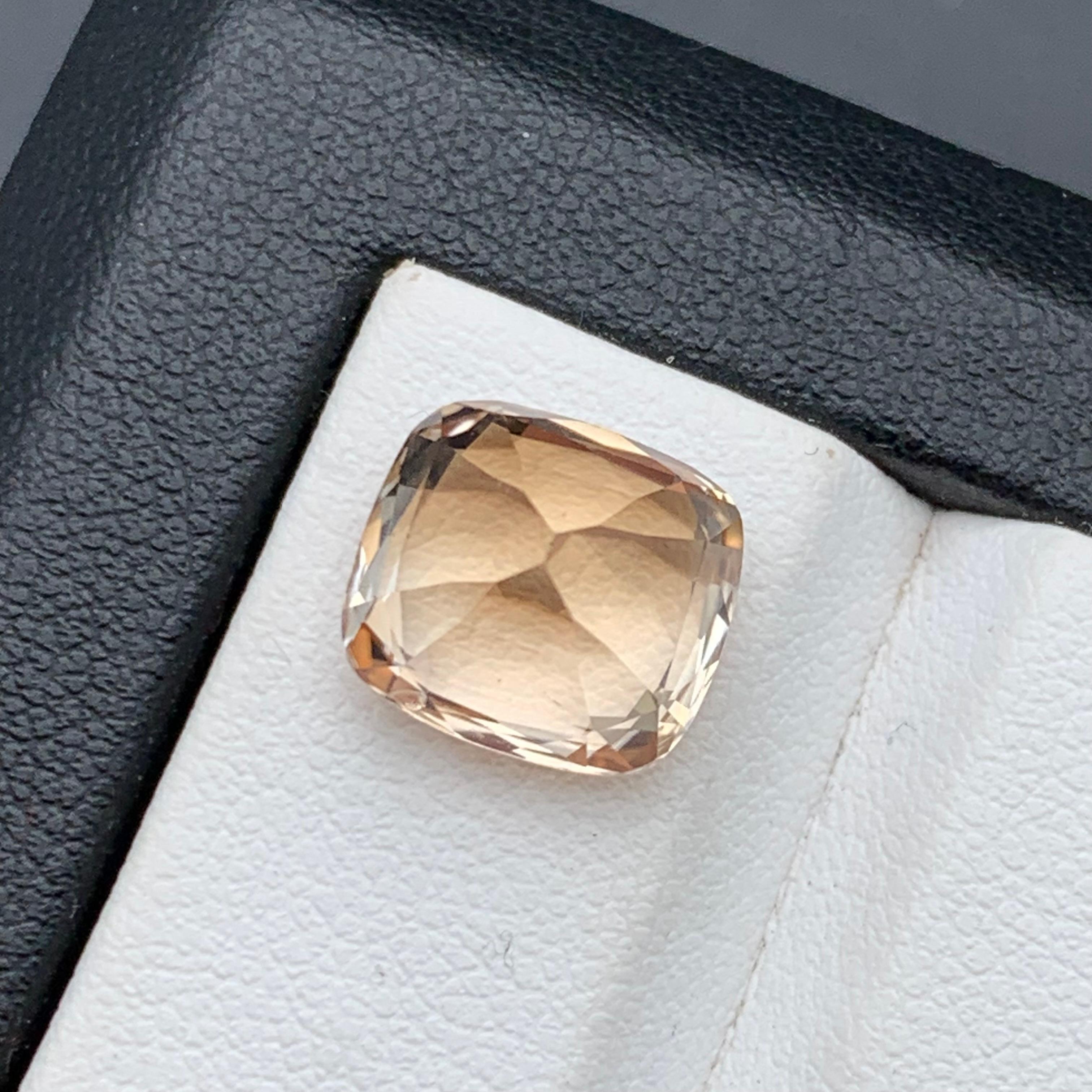 Golden Natural Topaz Ring, Necklace Pendant Loose Gemstone 7.35 Ct Cushion Cut For Sale 9
