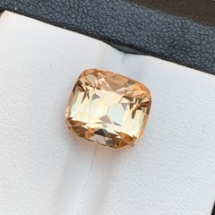 Golden Natural Topaz Ring, Necklace Pendant Loose Gemstone 7.35 Ct Cushion Cut