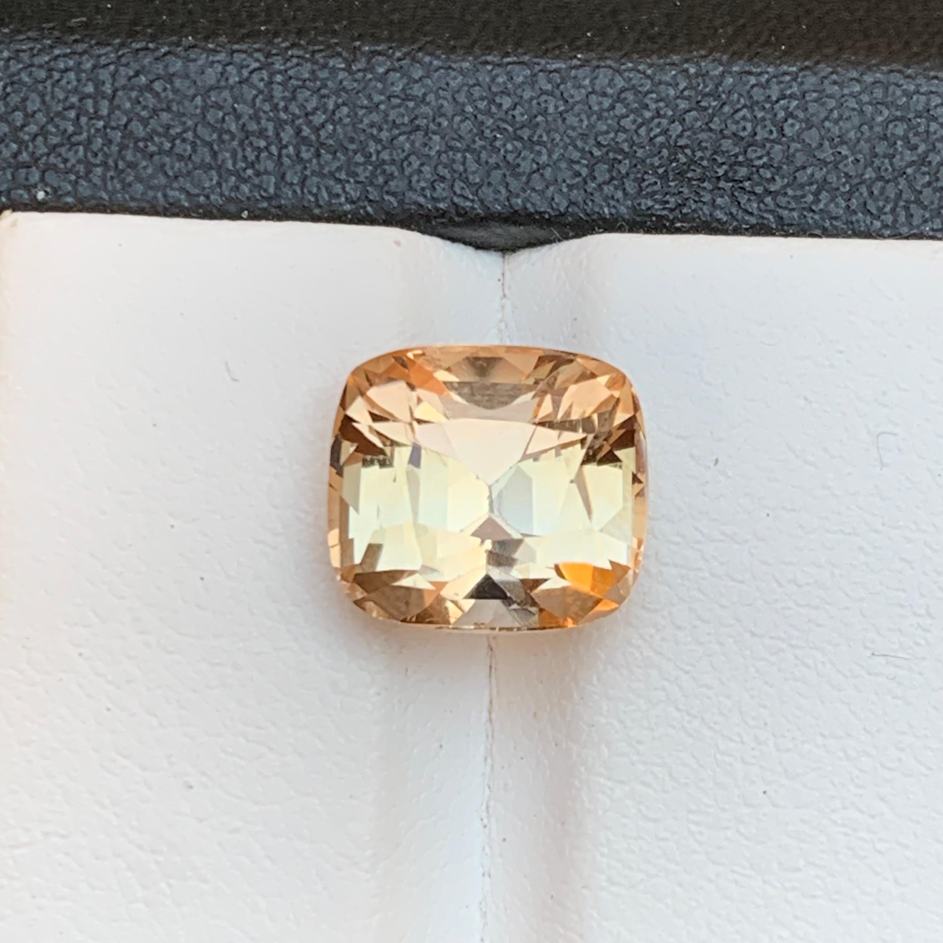 Contemporary Golden Natural Topaz Ring, Necklace Pendant Loose Gemstone 7.35 Ct Cushion Cut For Sale