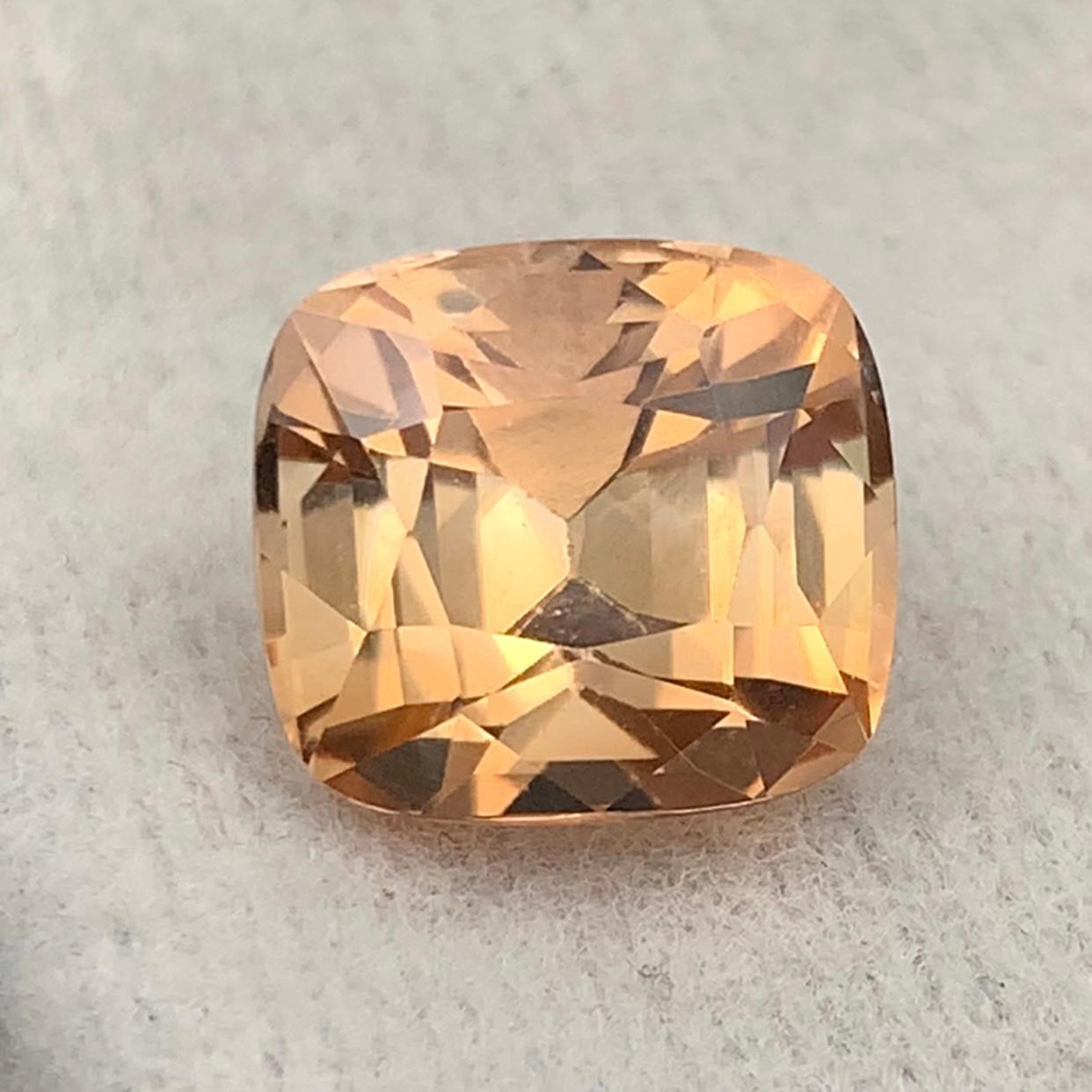 Women's or Men's Golden Natural Topaz Ring, Necklace Pendant Loose Gemstone 7.35 Ct Cushion Cut For Sale