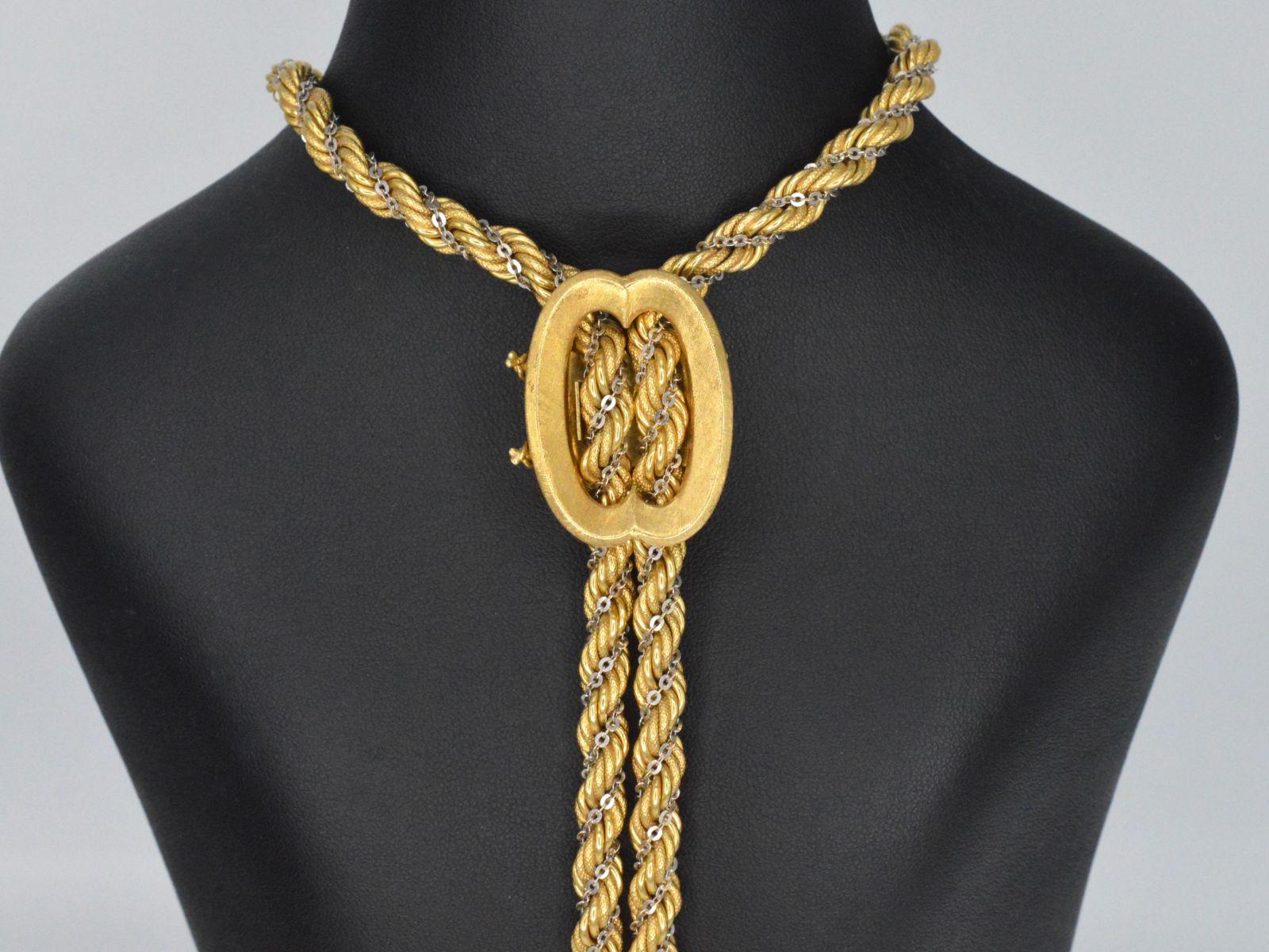 Women's or Men's Golden Necklace with a Special Closing Mechanism For Sale