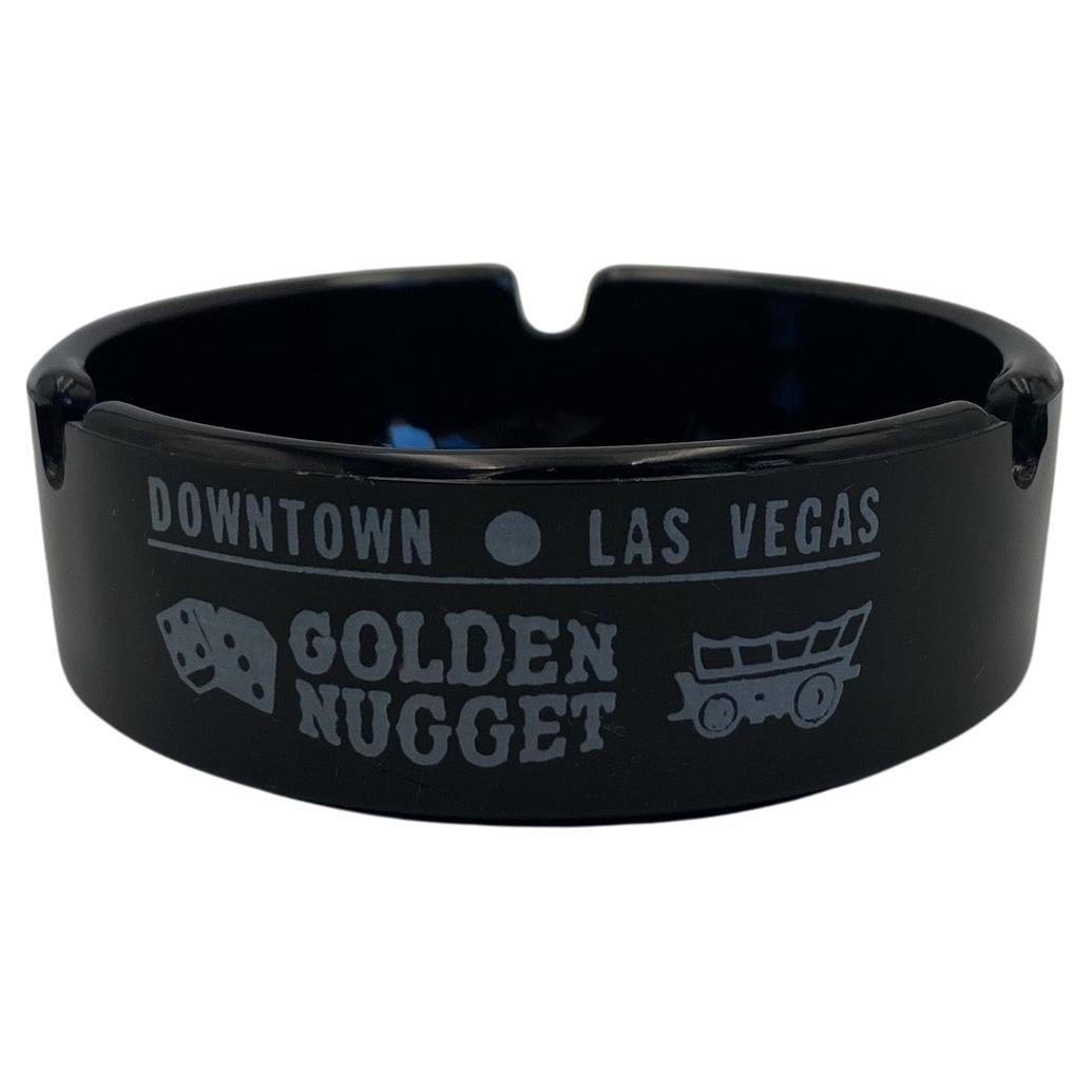 Golden Nugget Casino Black Glass Ashtray, Las Vegas, 20th Century For Sale