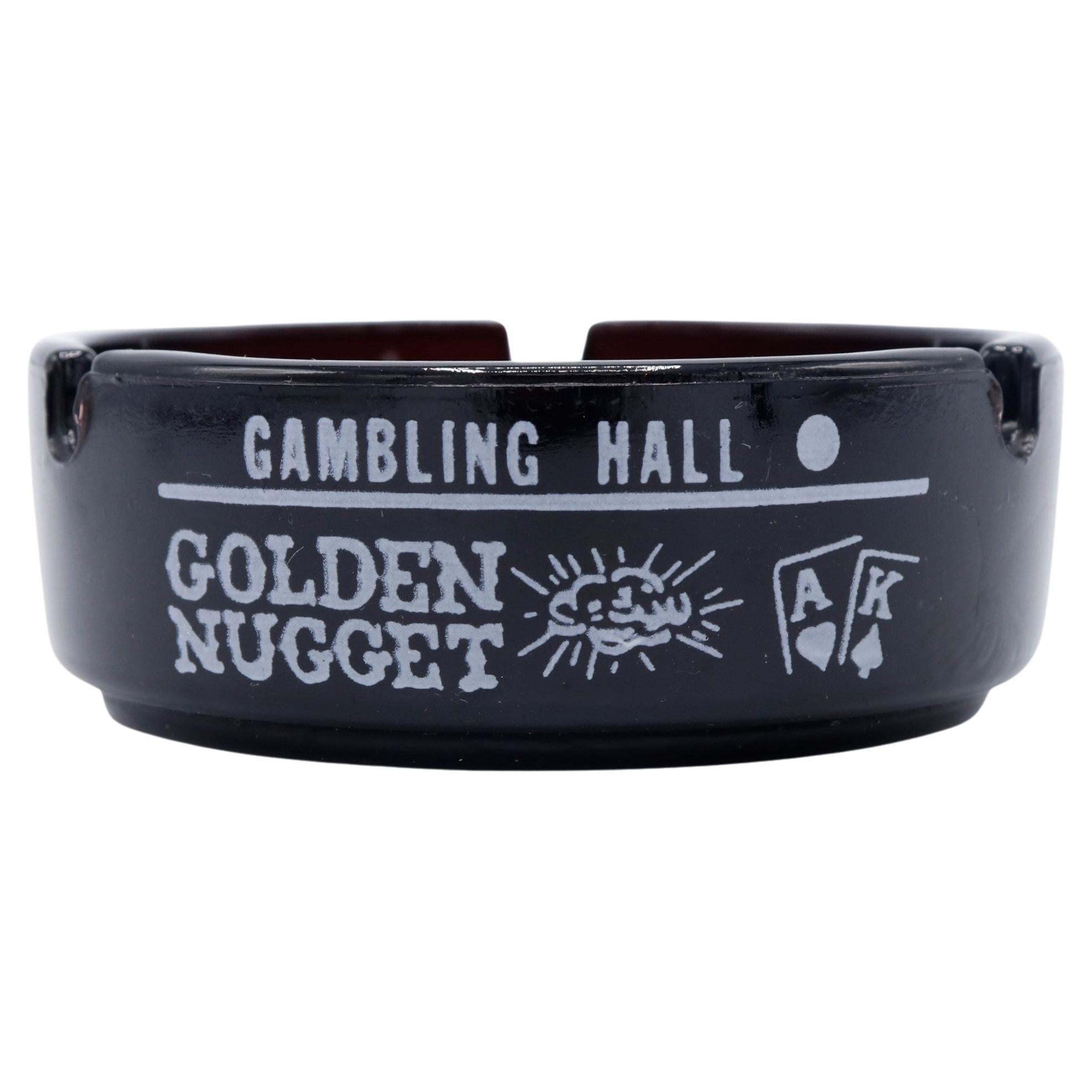 Golden Nugget Casino of Las Vegas Black Glass Ashtray For Sale