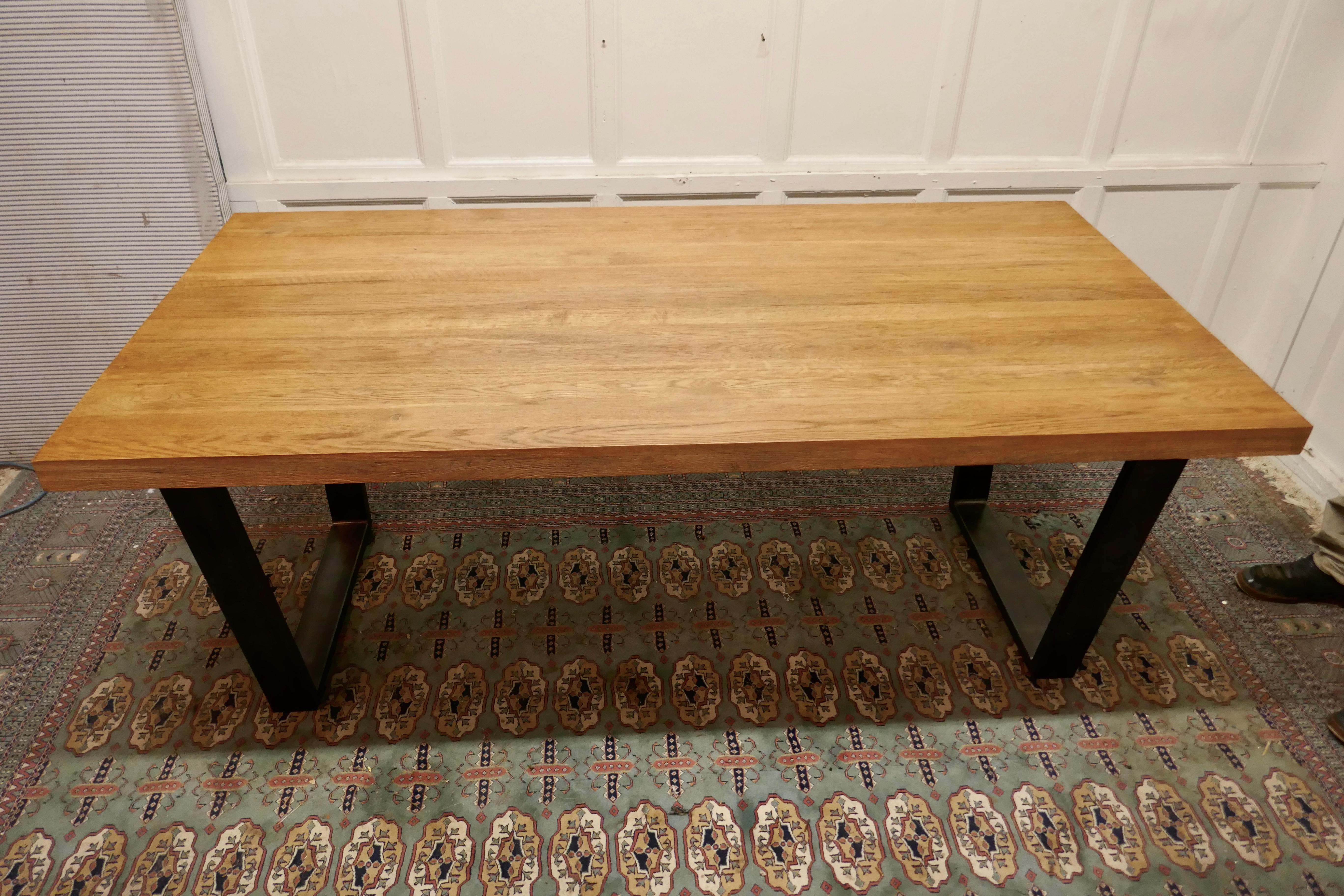 Golden Oak Modernist Extending Dining Table For Sale 8