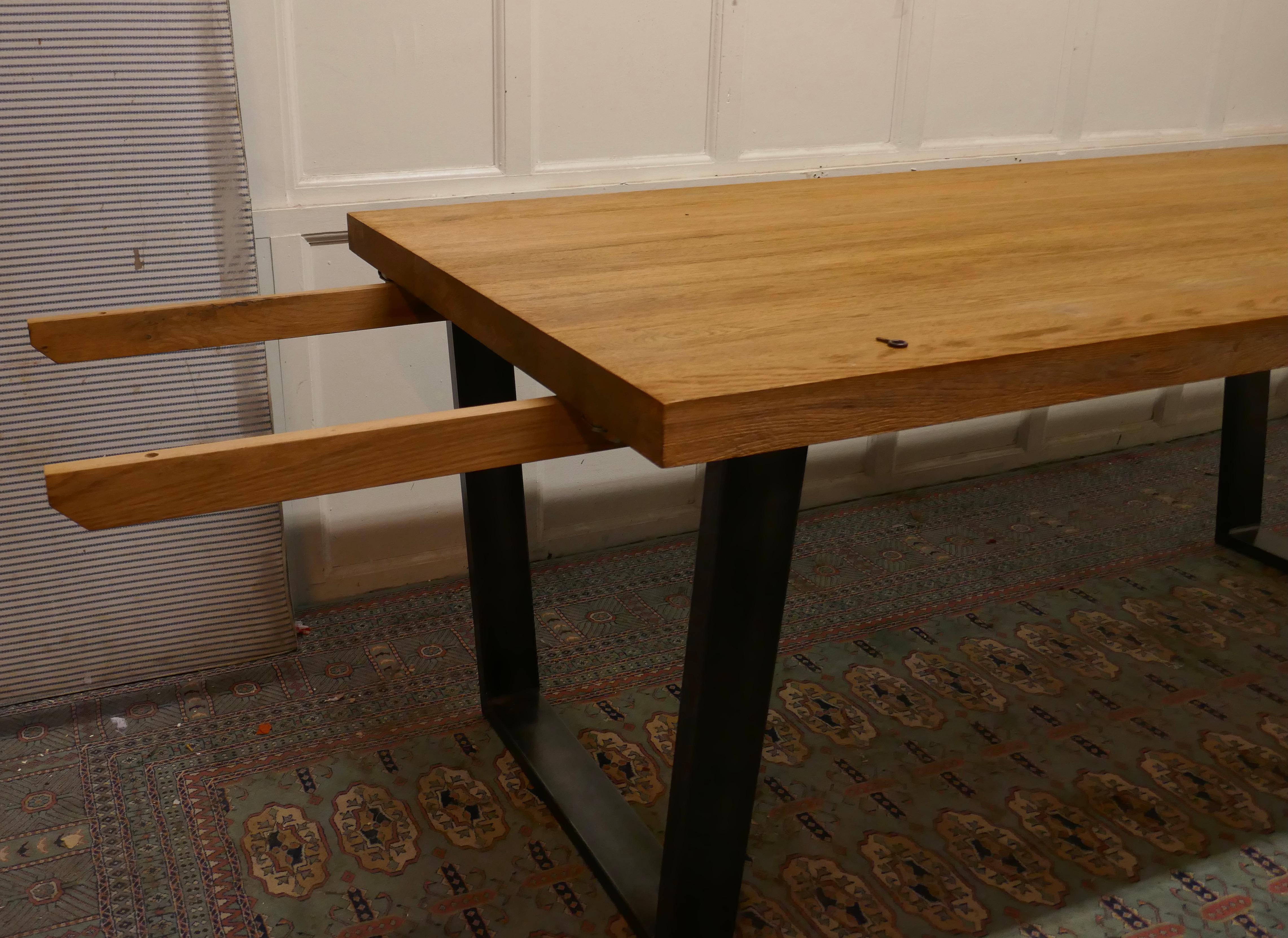 20th Century Golden Oak Modernist Extending Dining Table For Sale