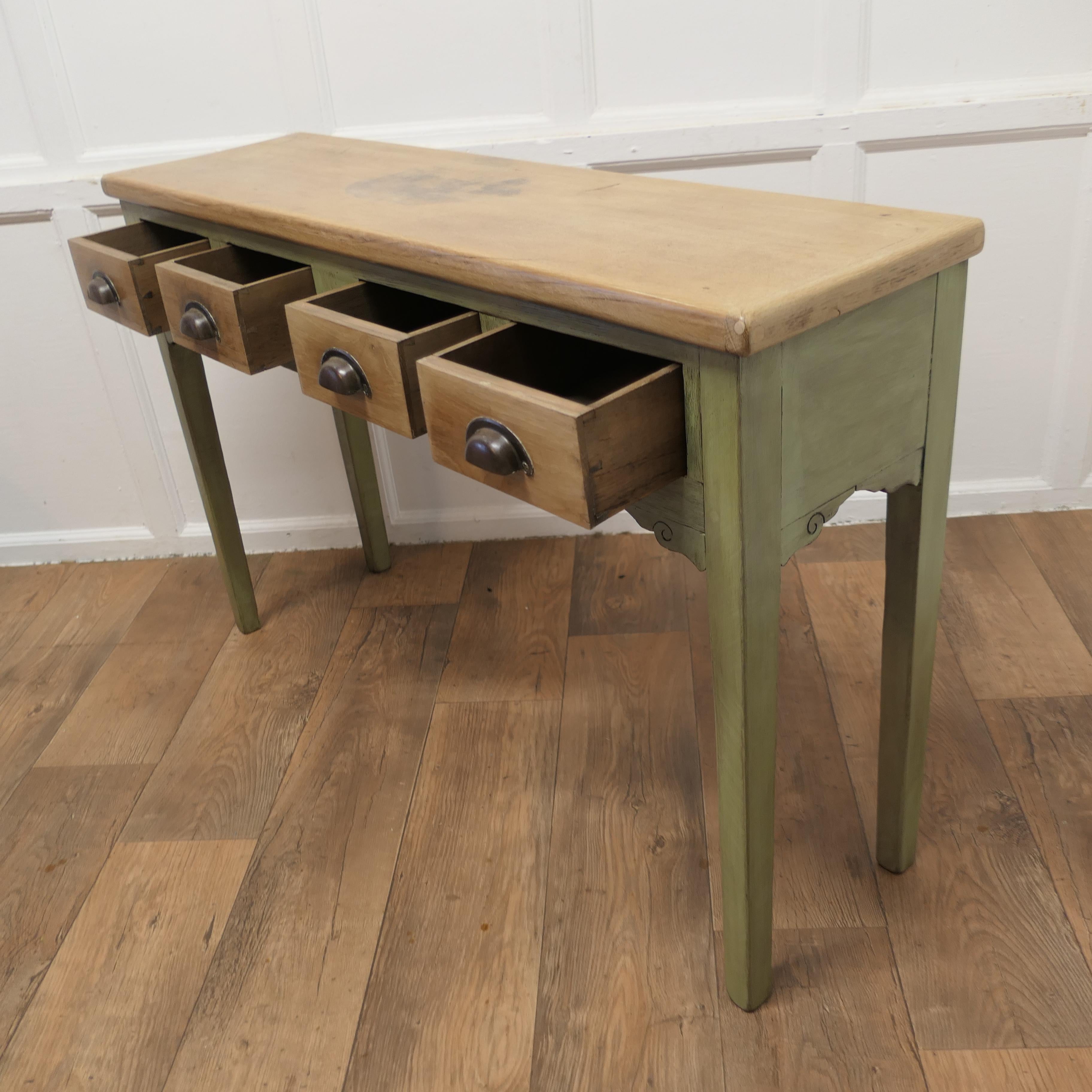Golden Oak and Olive Green Hall Table, Serving Table    For Sale 2