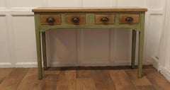 Golden Oak and Olive Green Hall Table, Serving Table