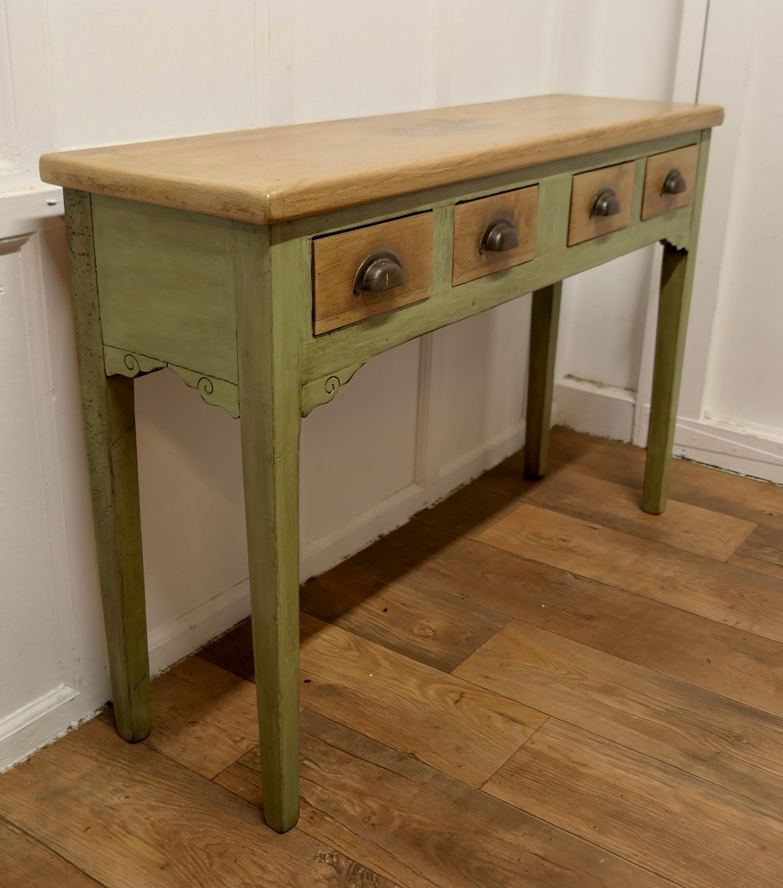 Golden Oak and Olive Green Hall Table, Serving Table    For Sale 1