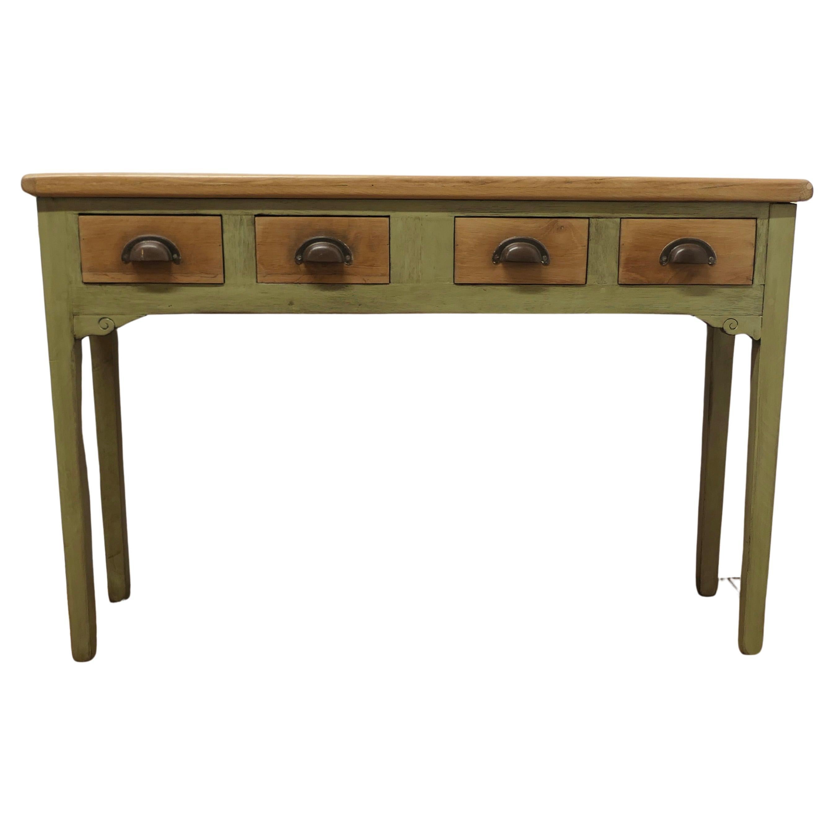 Golden Oak and Olive Green Hall Table, Serving Table    For Sale