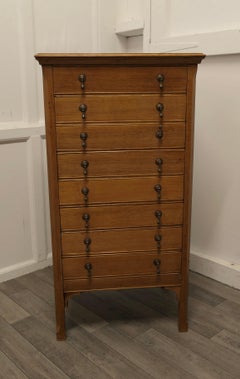 Golden Oak Arts & Crafts 8 Slide Music Cabinet