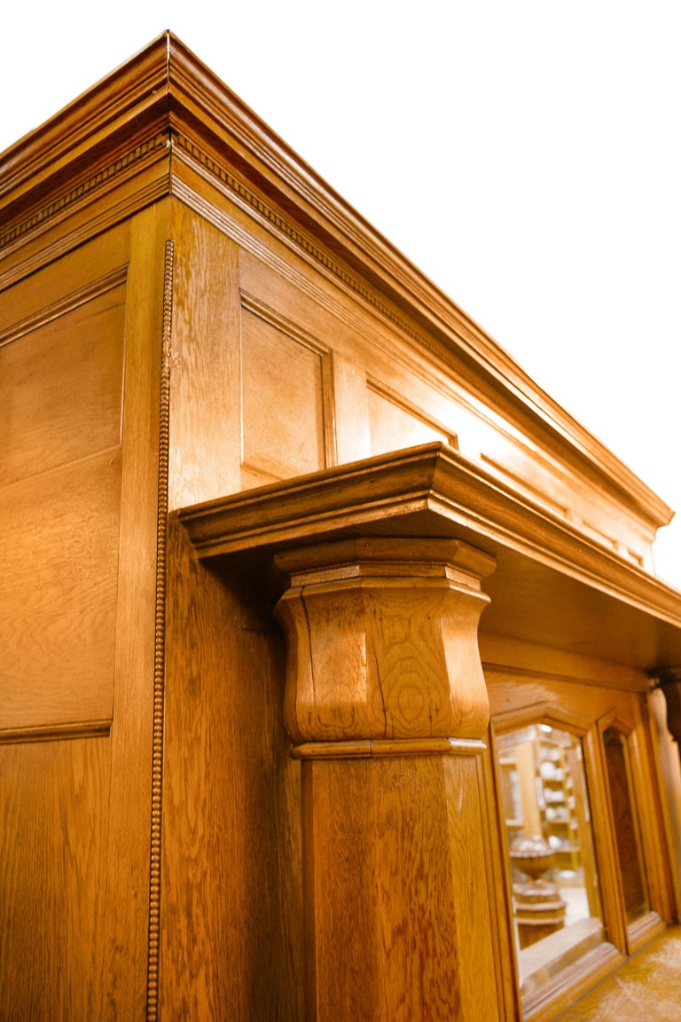 Golden Oak fireplace Mantel with Octagonal Columns For Sale at 1stDibs